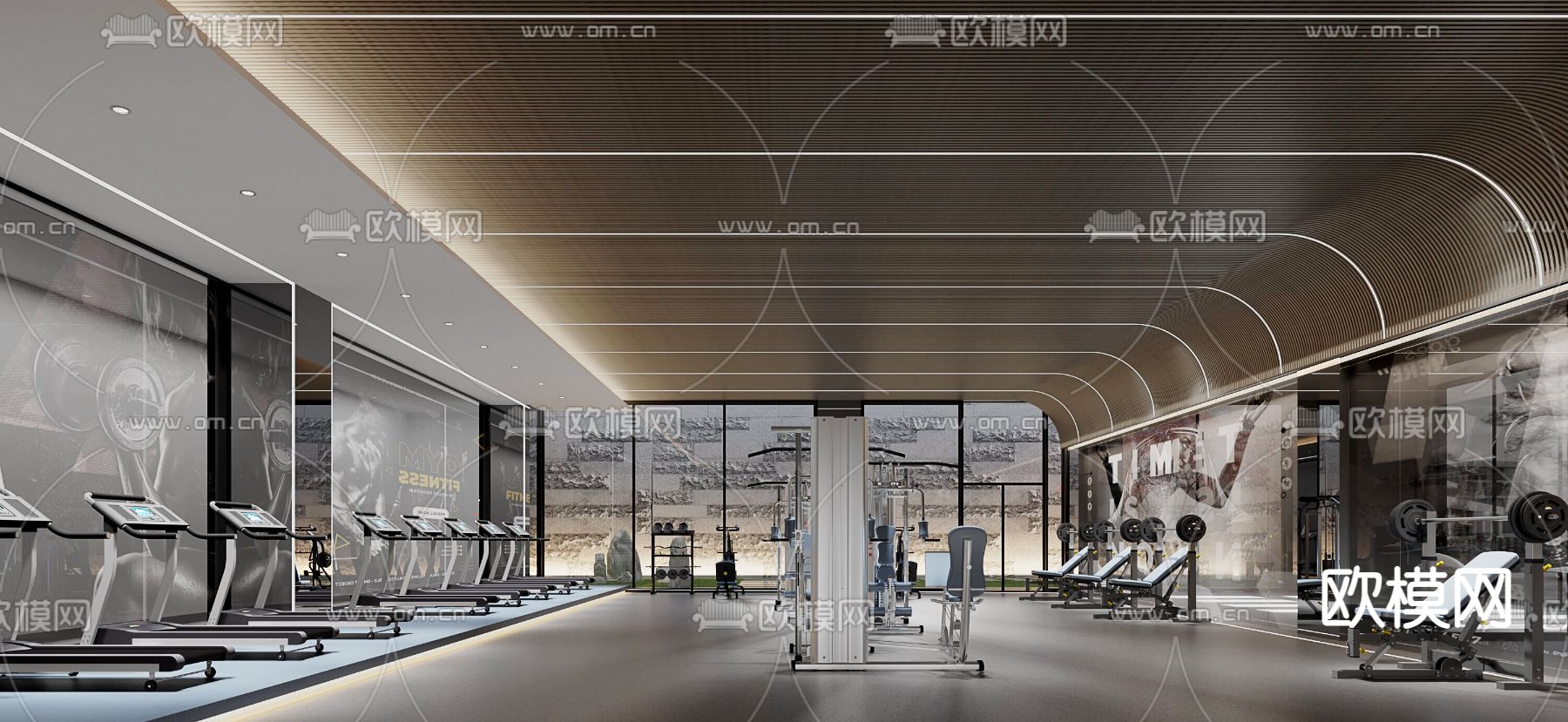 现代健身房3d模型下载
