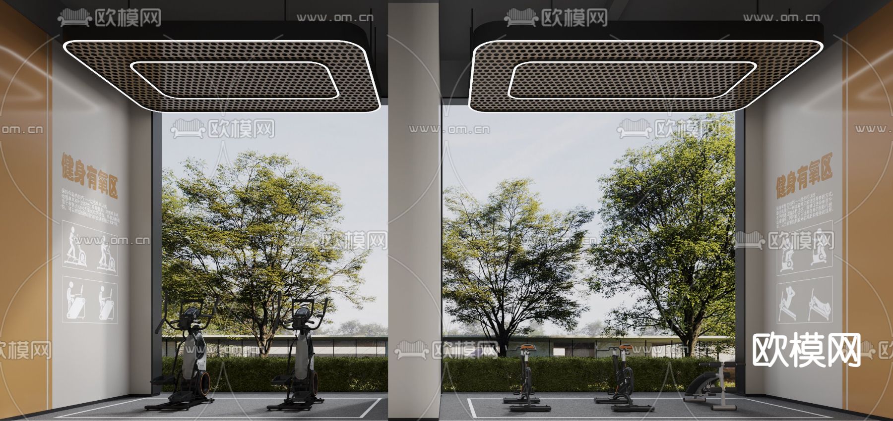 现代健身房 有氧区3d模型下载