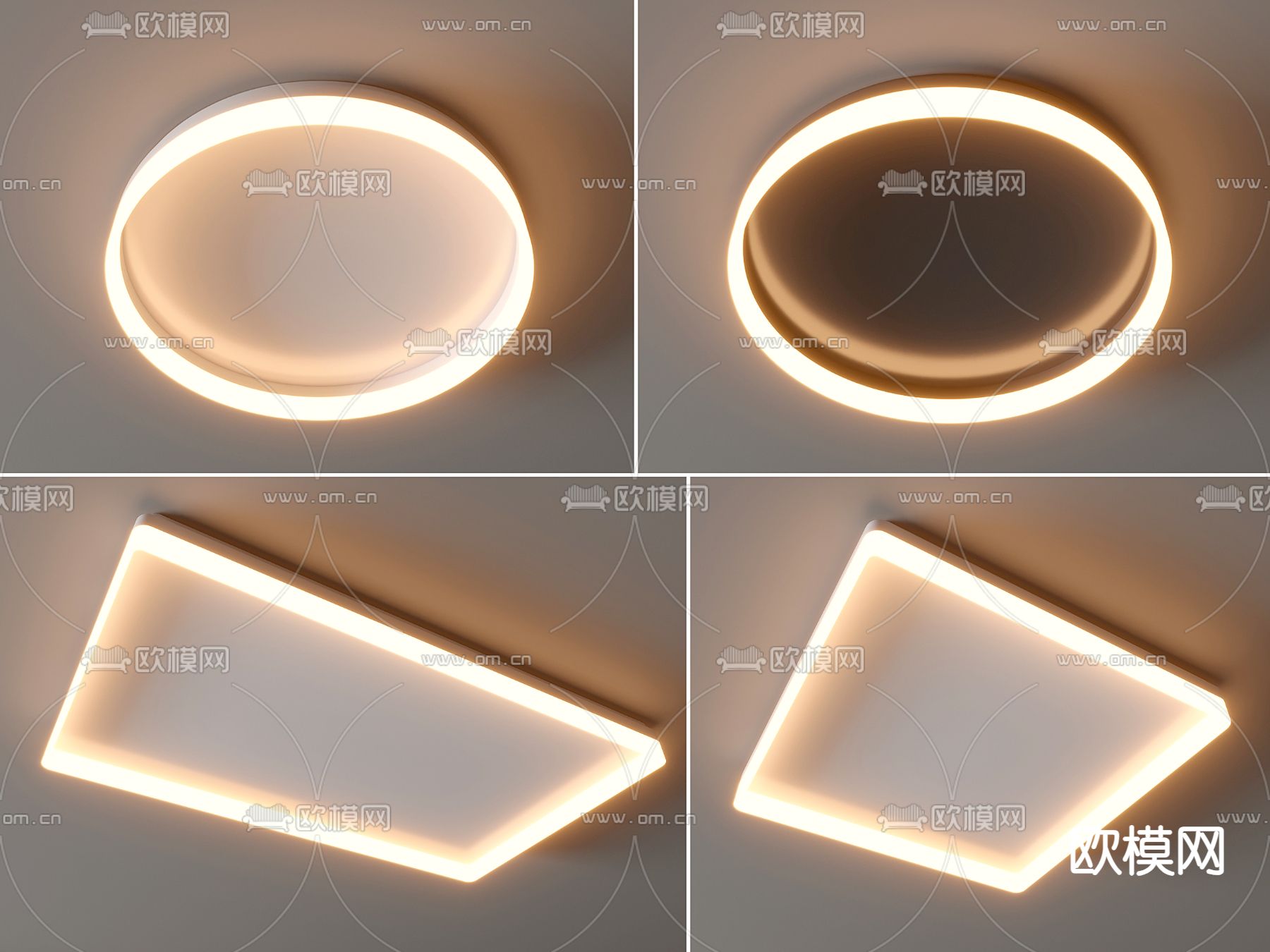 现代吸顶灯su模型下载（渲染图2）