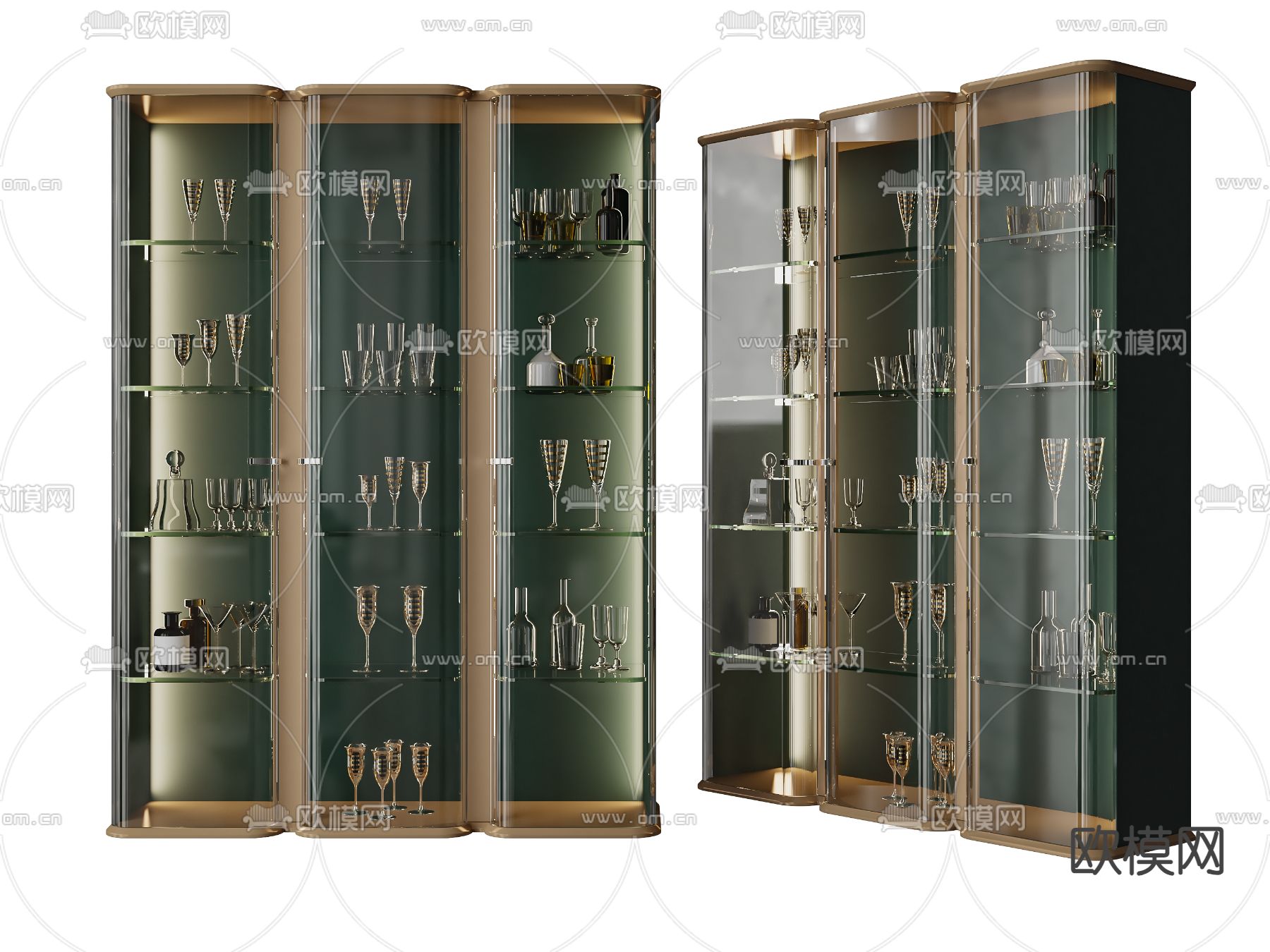现代酒柜 玻璃酒柜su模型下载（渲染图2）