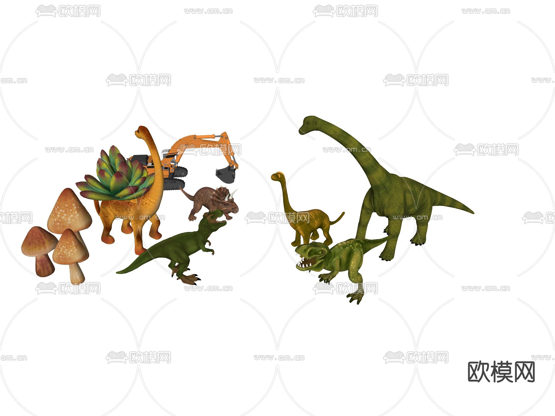 现代恐龙玩具su模型下载（渲染图1）