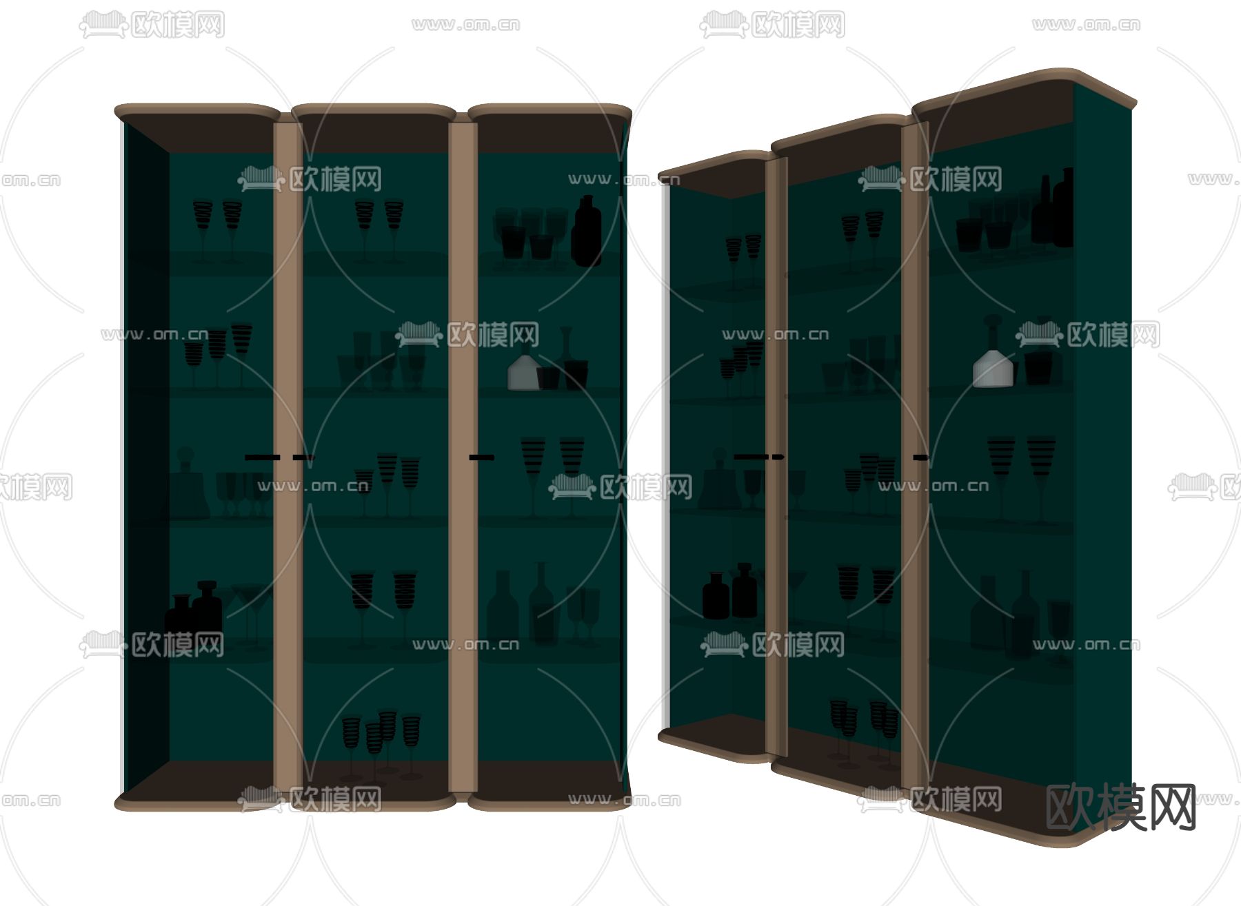 现代酒柜 玻璃酒柜su模型下载（渲染图1）