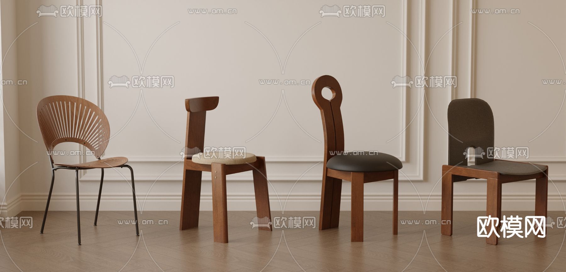 中古风餐椅su模型下载（渲染图2）
