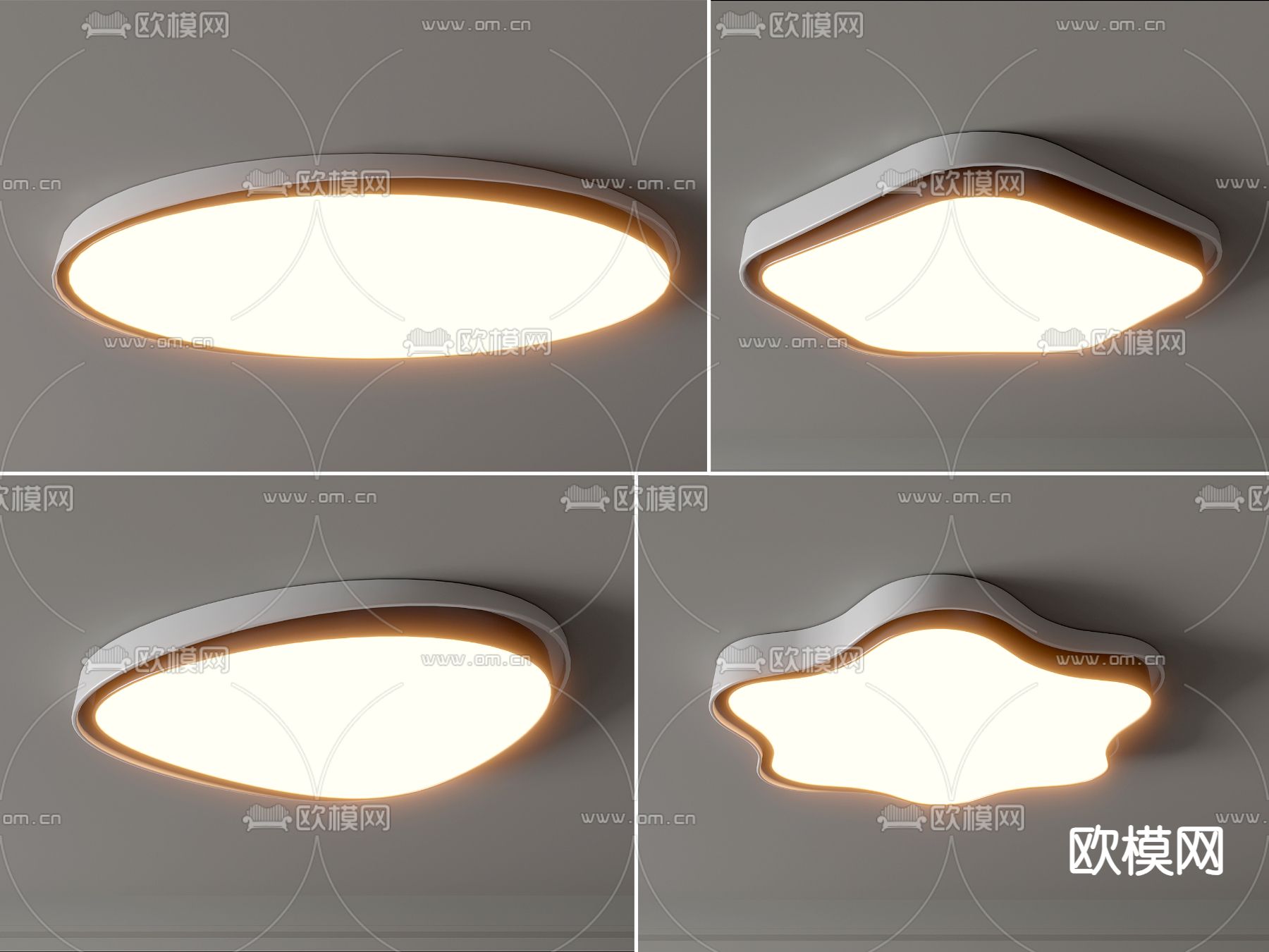 椭圆吸顶灯 几何形吸顶灯3d模型下载