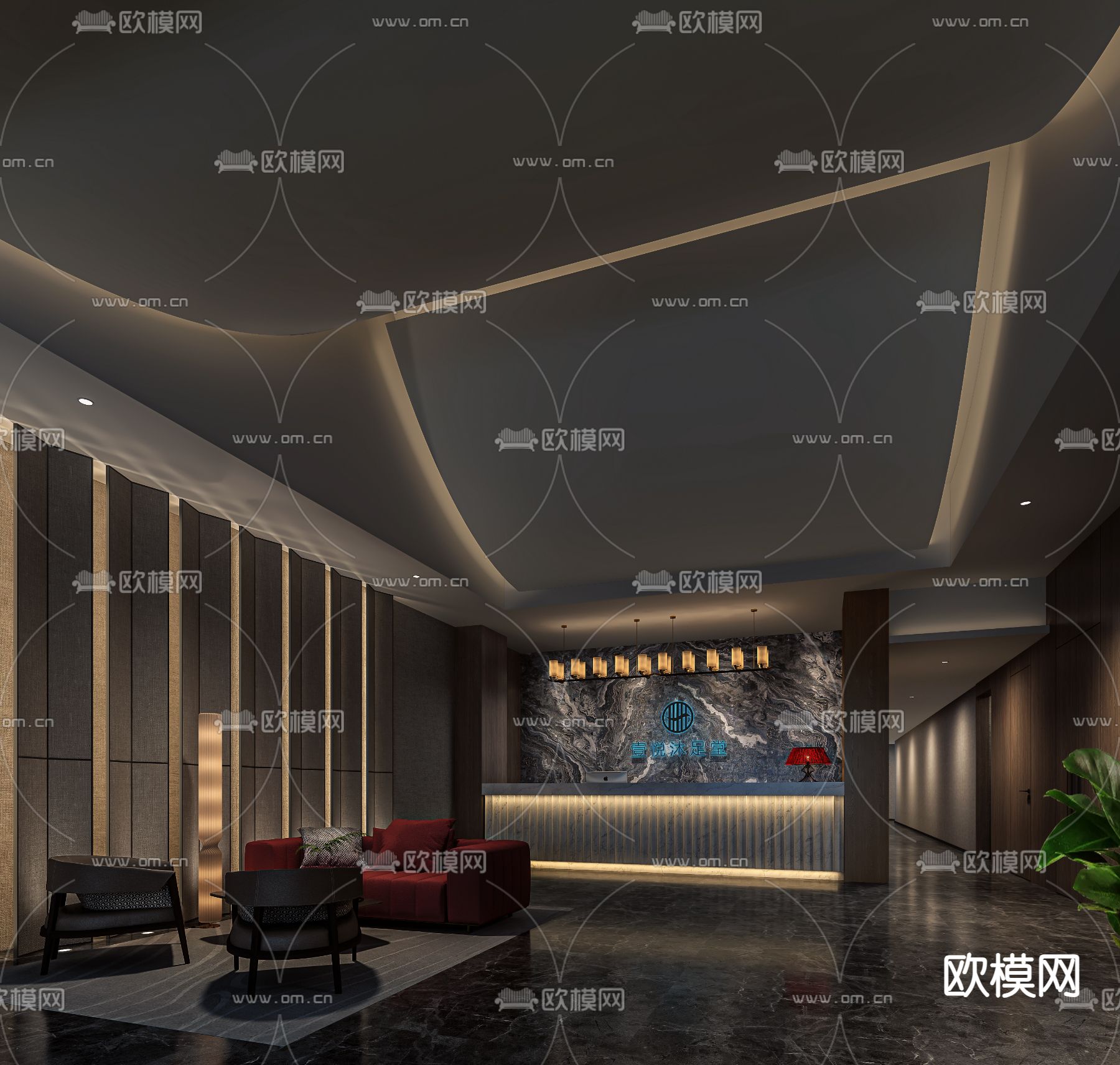 足浴大厅 前台免费3d模型下载