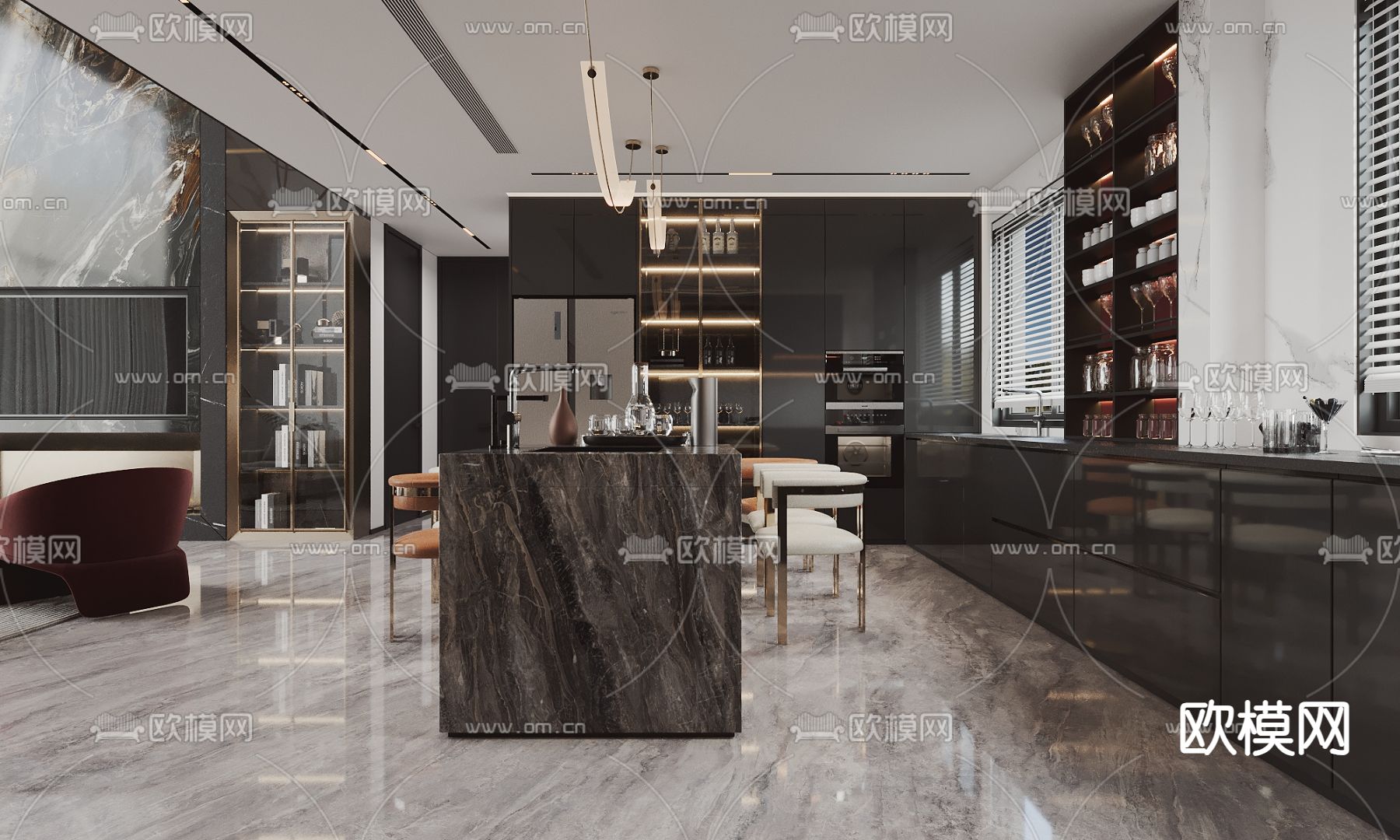 现代别墅客厅 挑空客厅su模型下载（渲染图6）