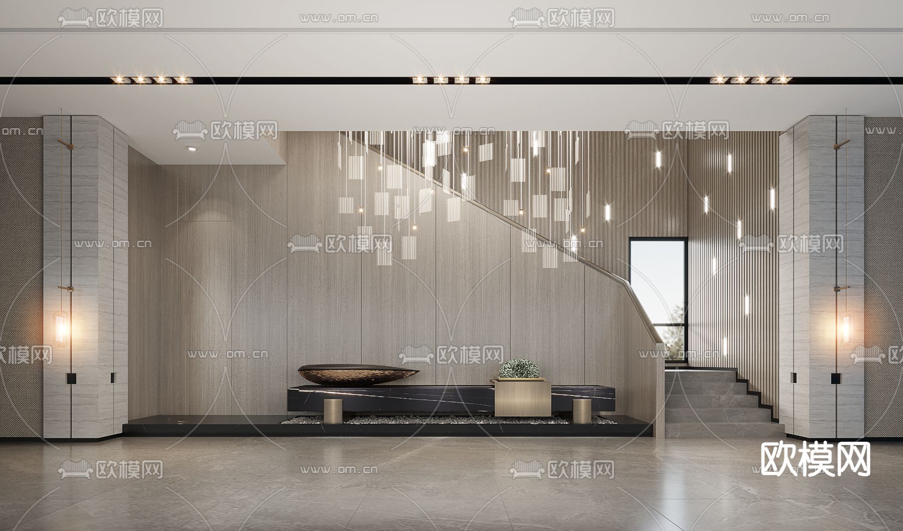 办公室走廊 楼梯过道3d模型下载