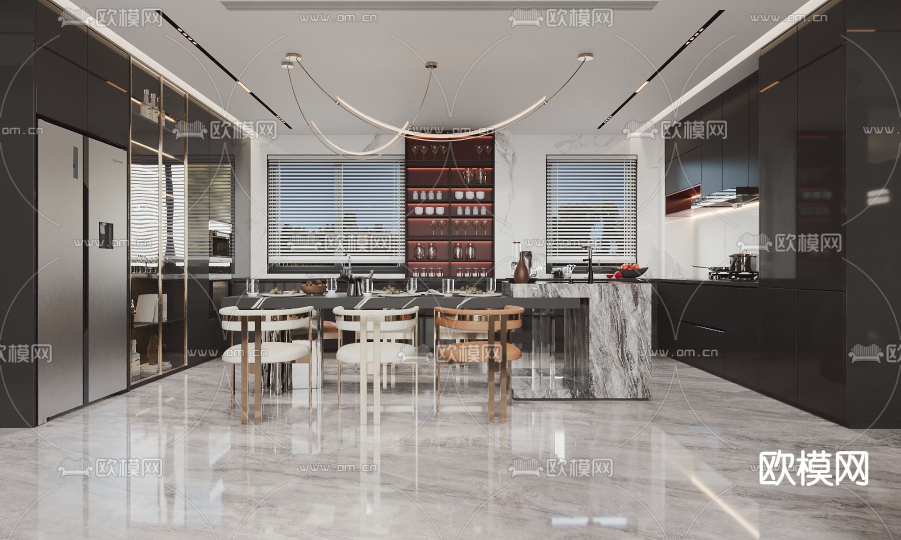 现代别墅客厅 挑空客厅su模型下载（渲染图3）