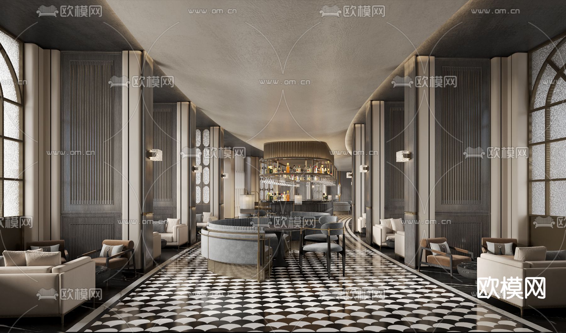 酒店大堂吧3d模型下载