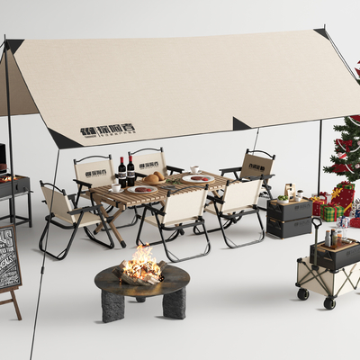  露营帐篷 户外桌椅 露营桌椅su模型 