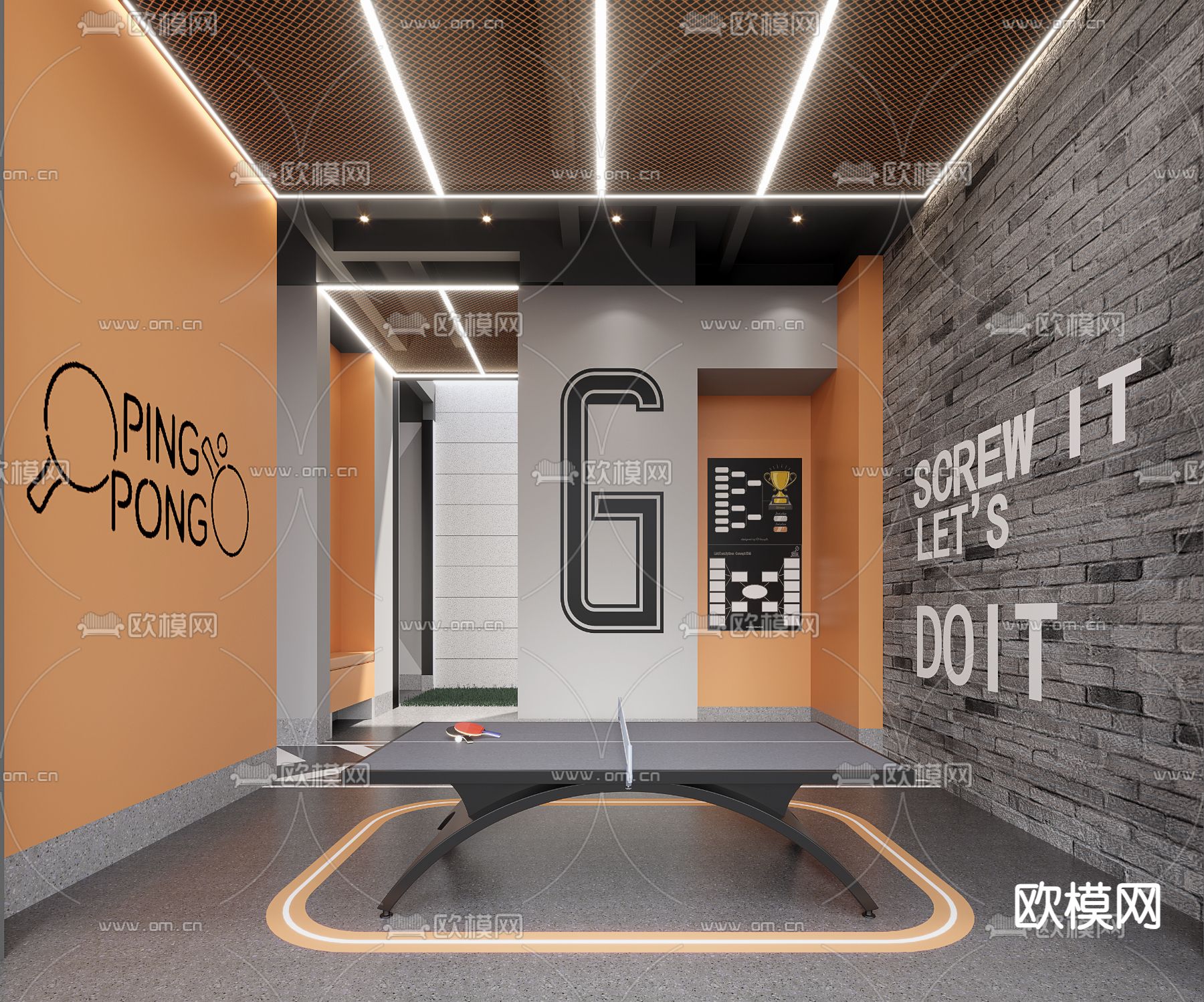 乒乓球室3d模型下载