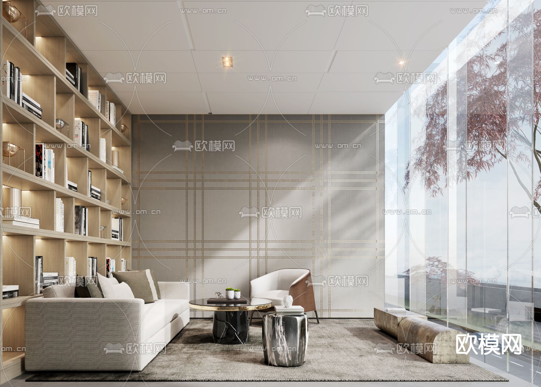 现代接待室 会客室3d模型下载