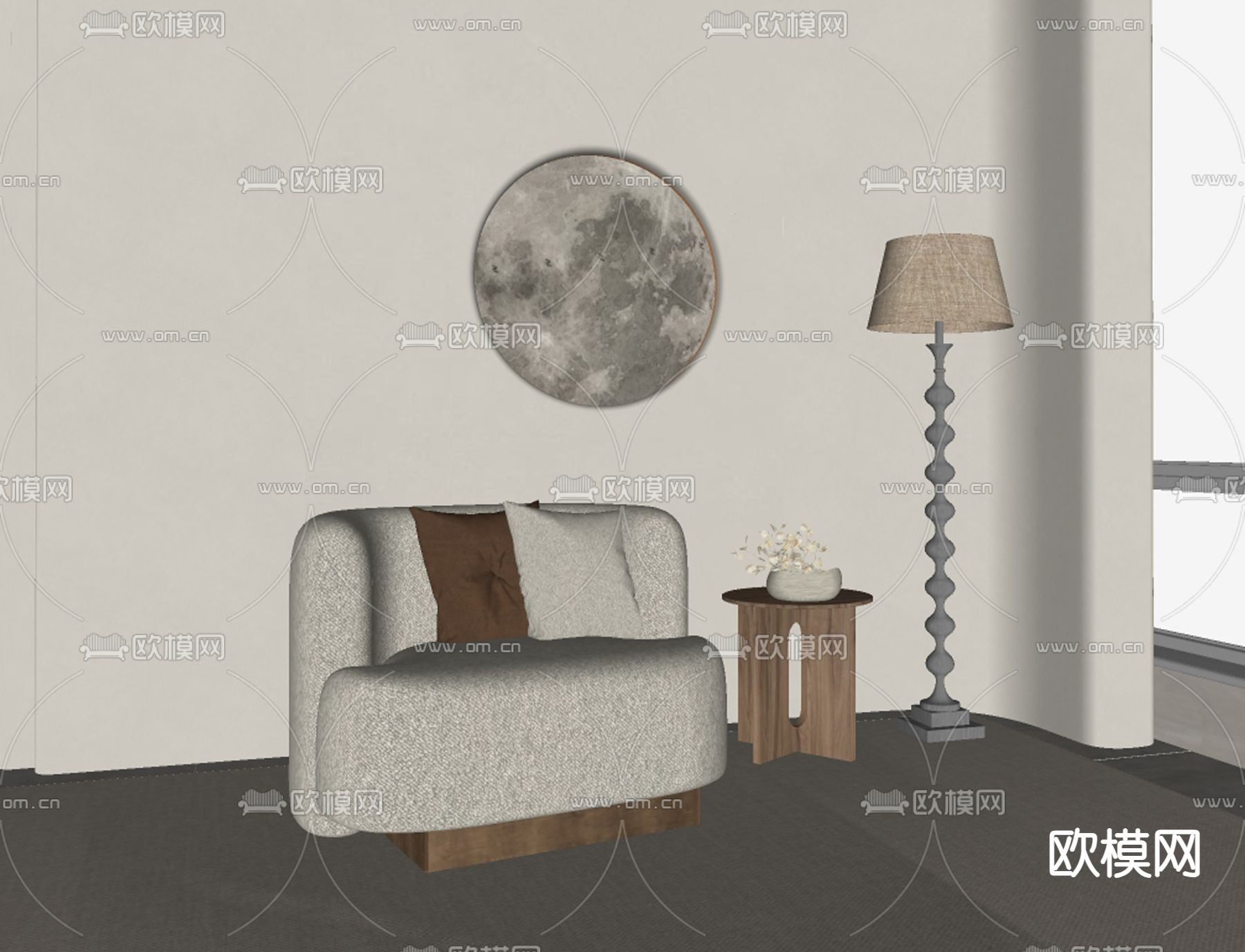 休闲沙发 单人沙发su模型下载（渲染图1）