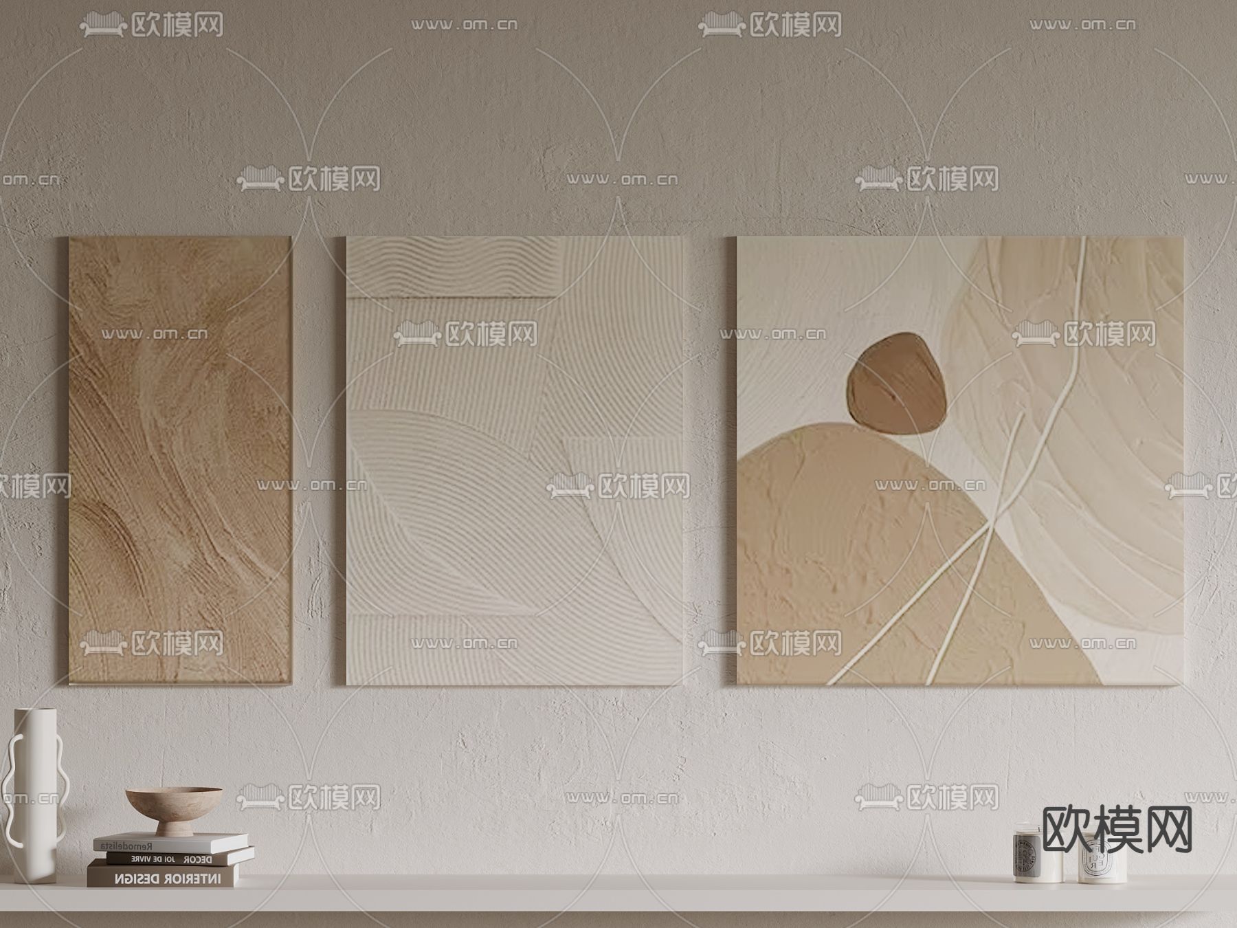 侘寂风装饰画su模型下载（渲染图2）