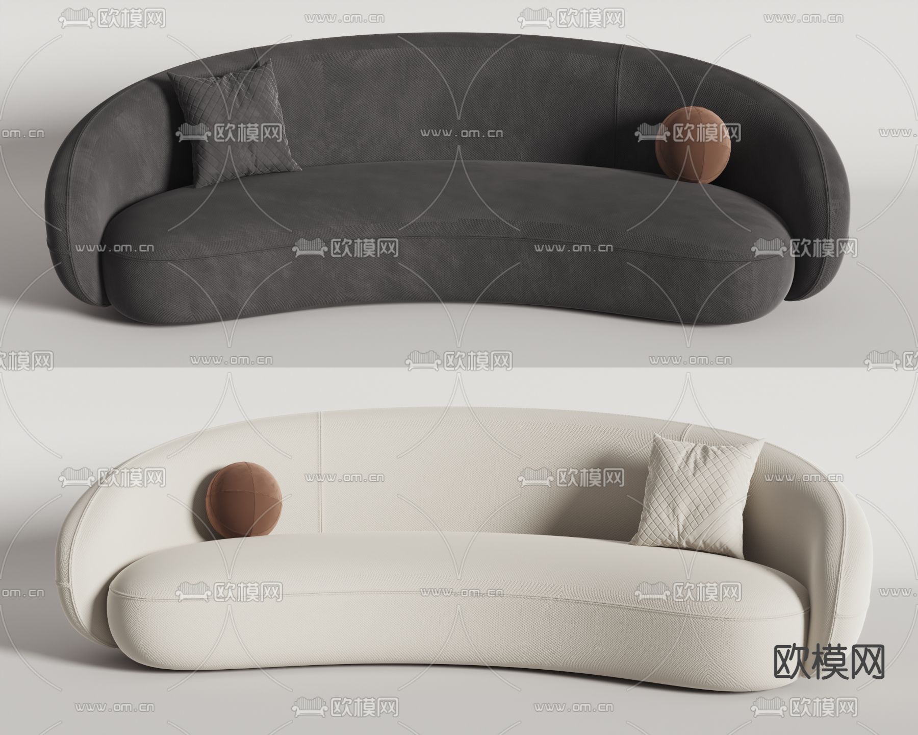 BAXTER 多人沙发 弧形沙发su模型下载（渲染图2）