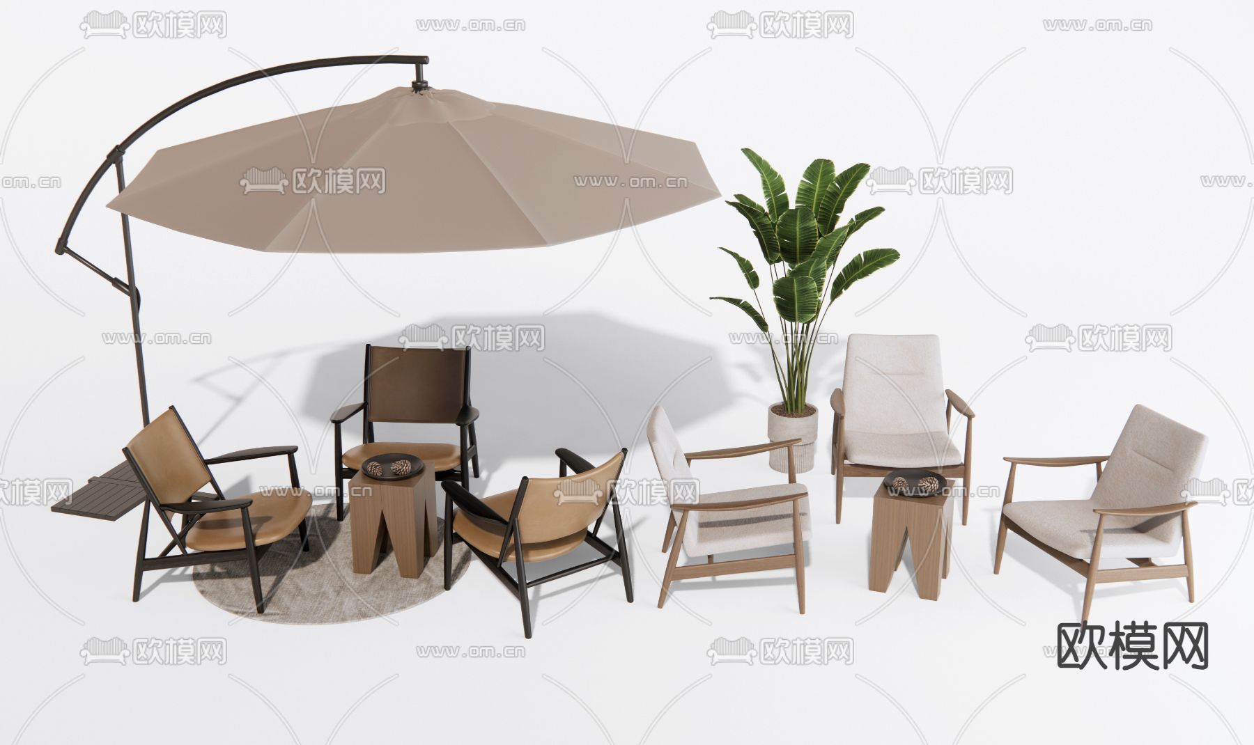 现代户外椅 休闲椅su模型下载（渲染图2）