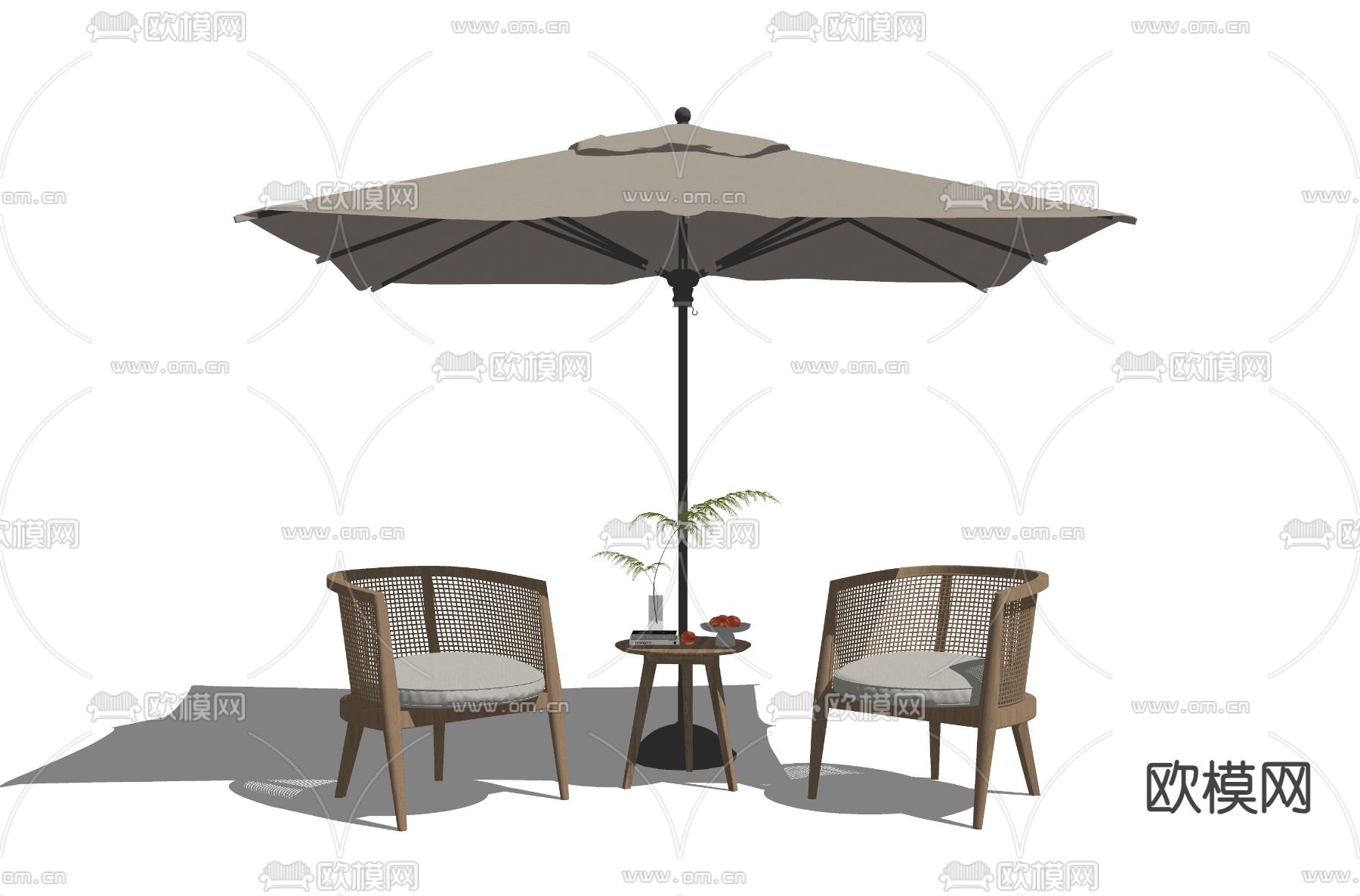 侘寂风户外椅 休闲椅su模型下载（渲染图1）