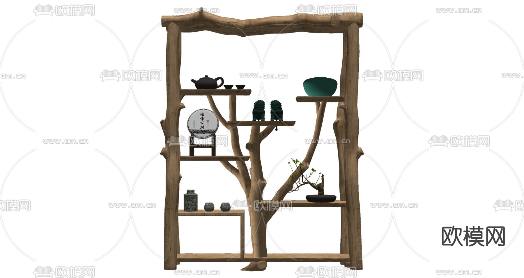 侘寂风装饰架 博古架su模型下载（渲染图1）