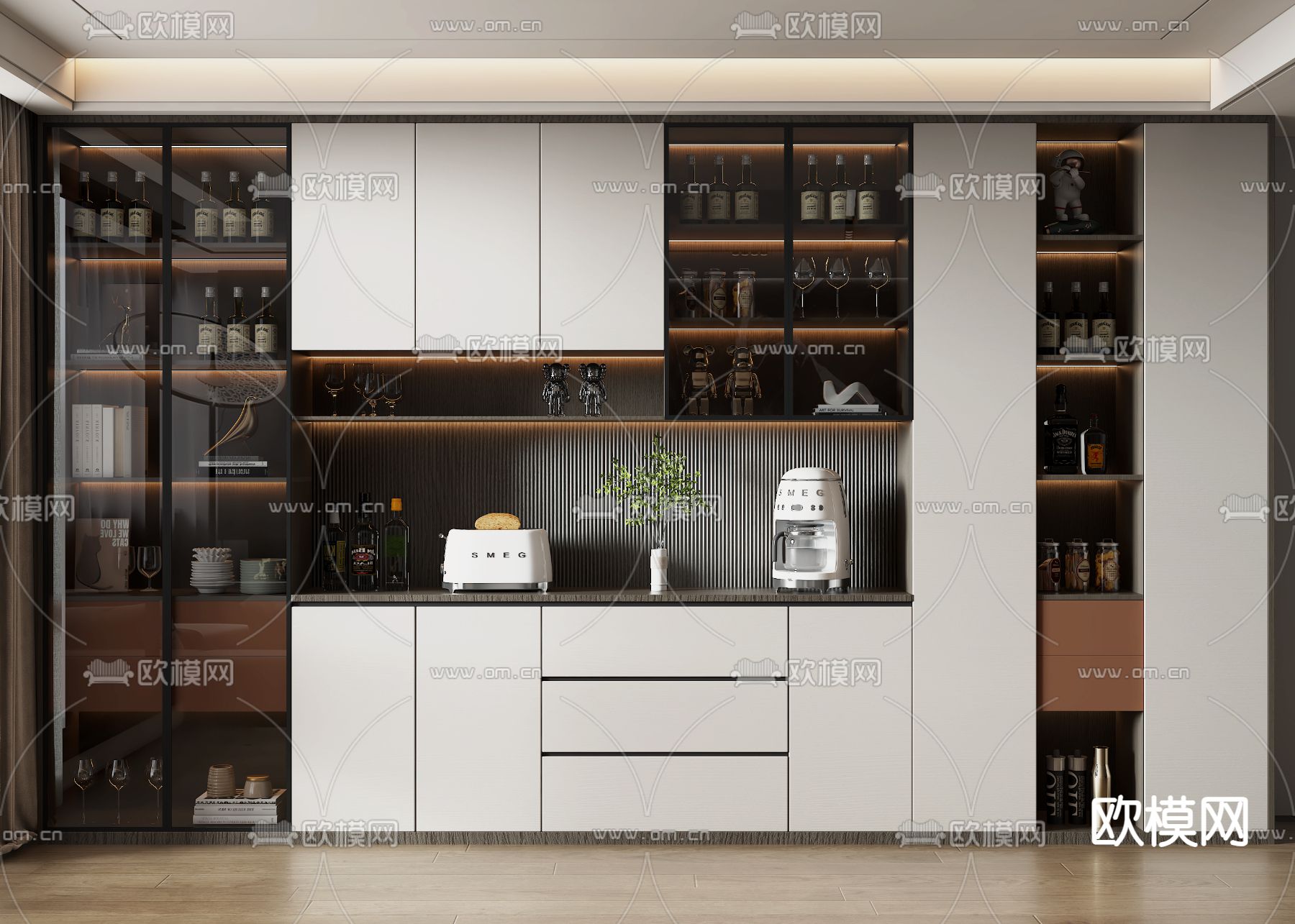 现代酒柜 餐边柜3d模型下载