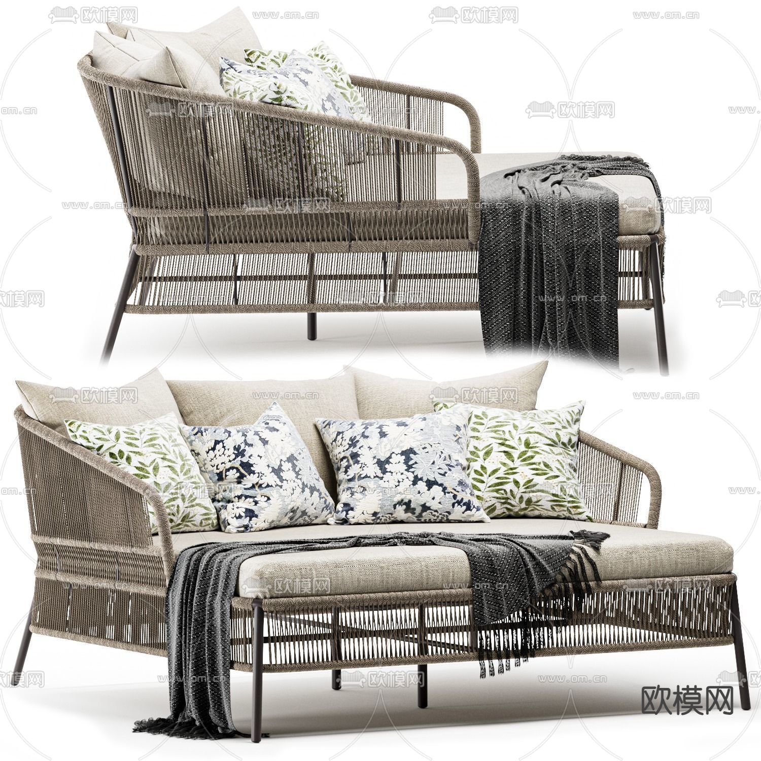 户外沙发 户外椅 藤编沙发3d模型下载（渲染图3）