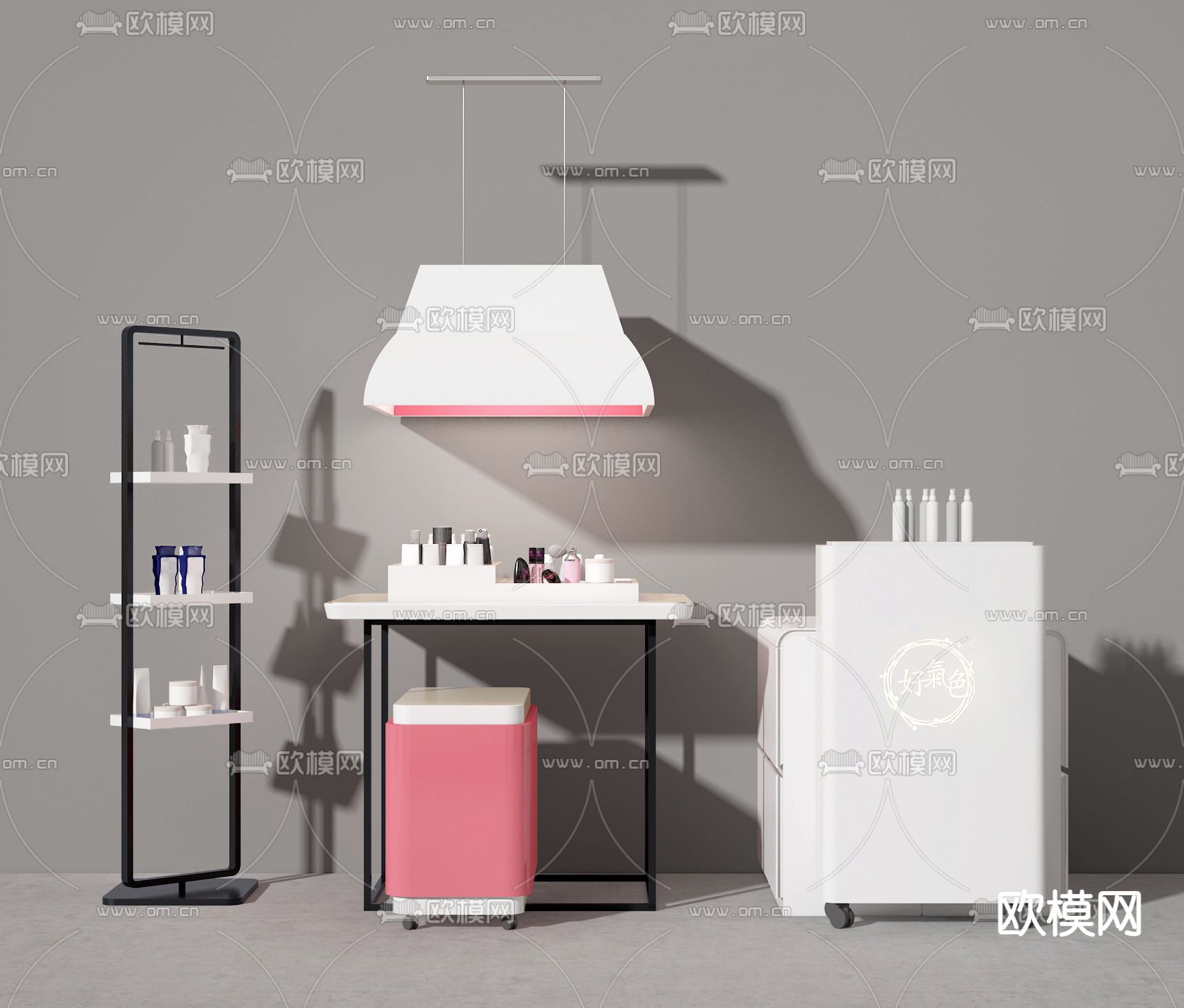 美妆展台 专柜 护肤品柜3d模型下载