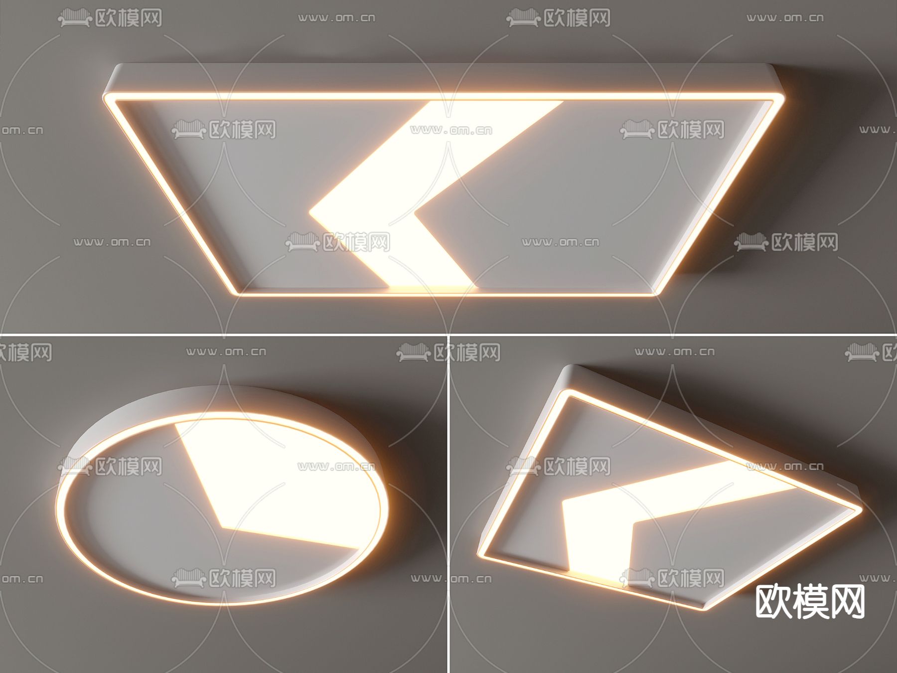 几何吸顶灯 卧室灯3d模型下载