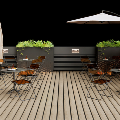  户外商业外摆 户外桌椅su模型 