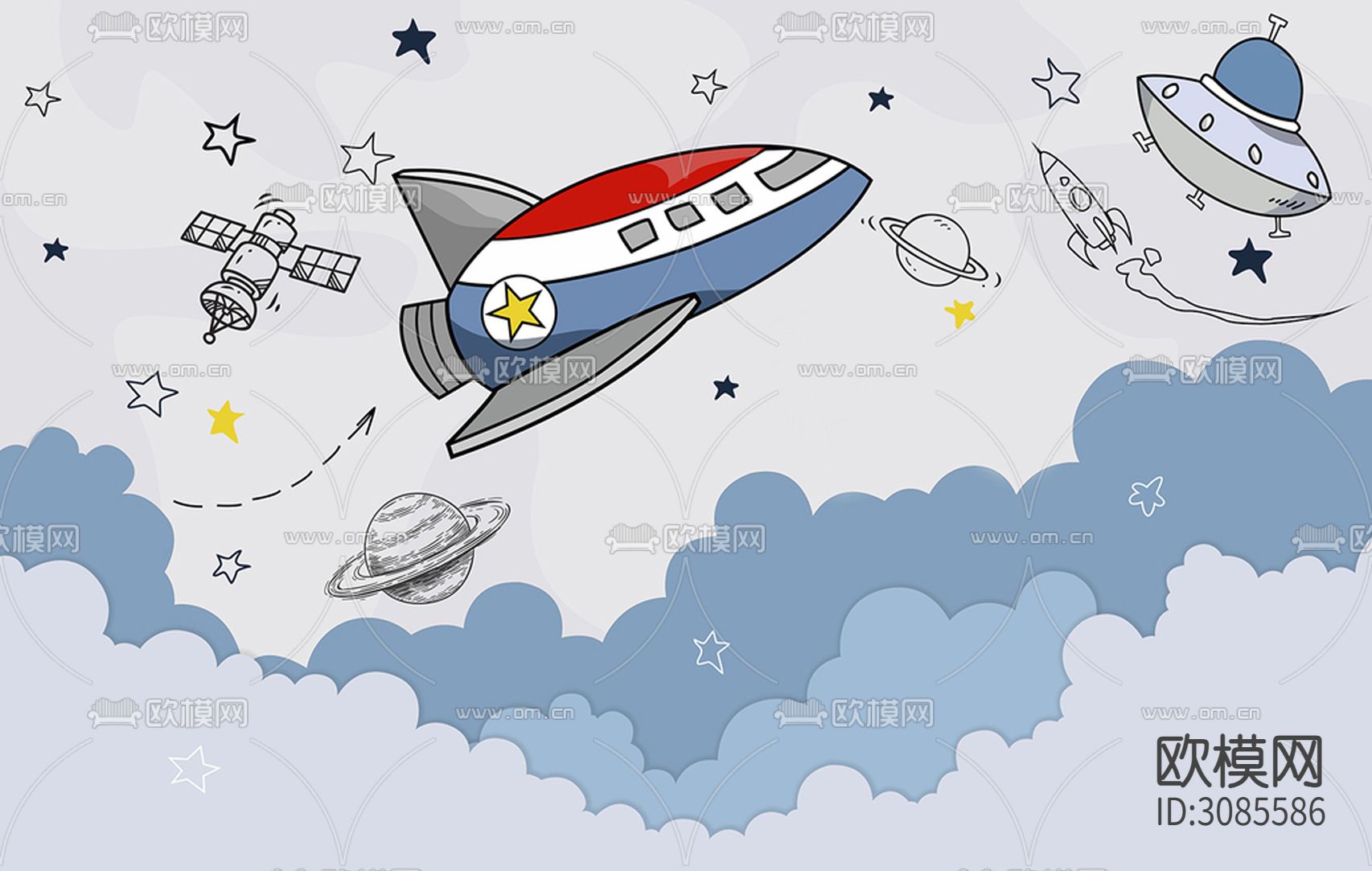 儿童壁纸 卡通壁纸 太空宇航背景贴图下载