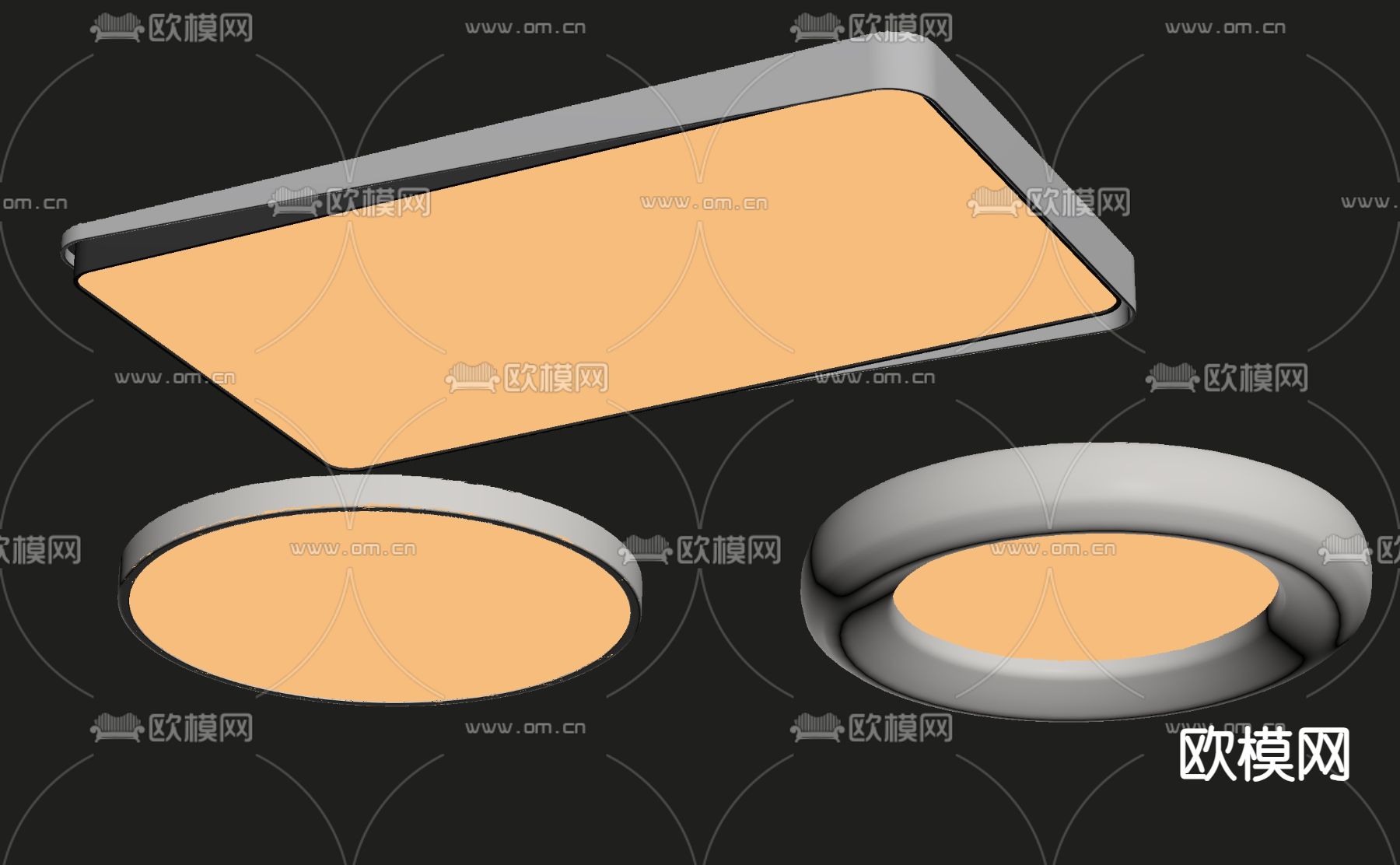 现代吸顶灯su模型下载（渲染图1）