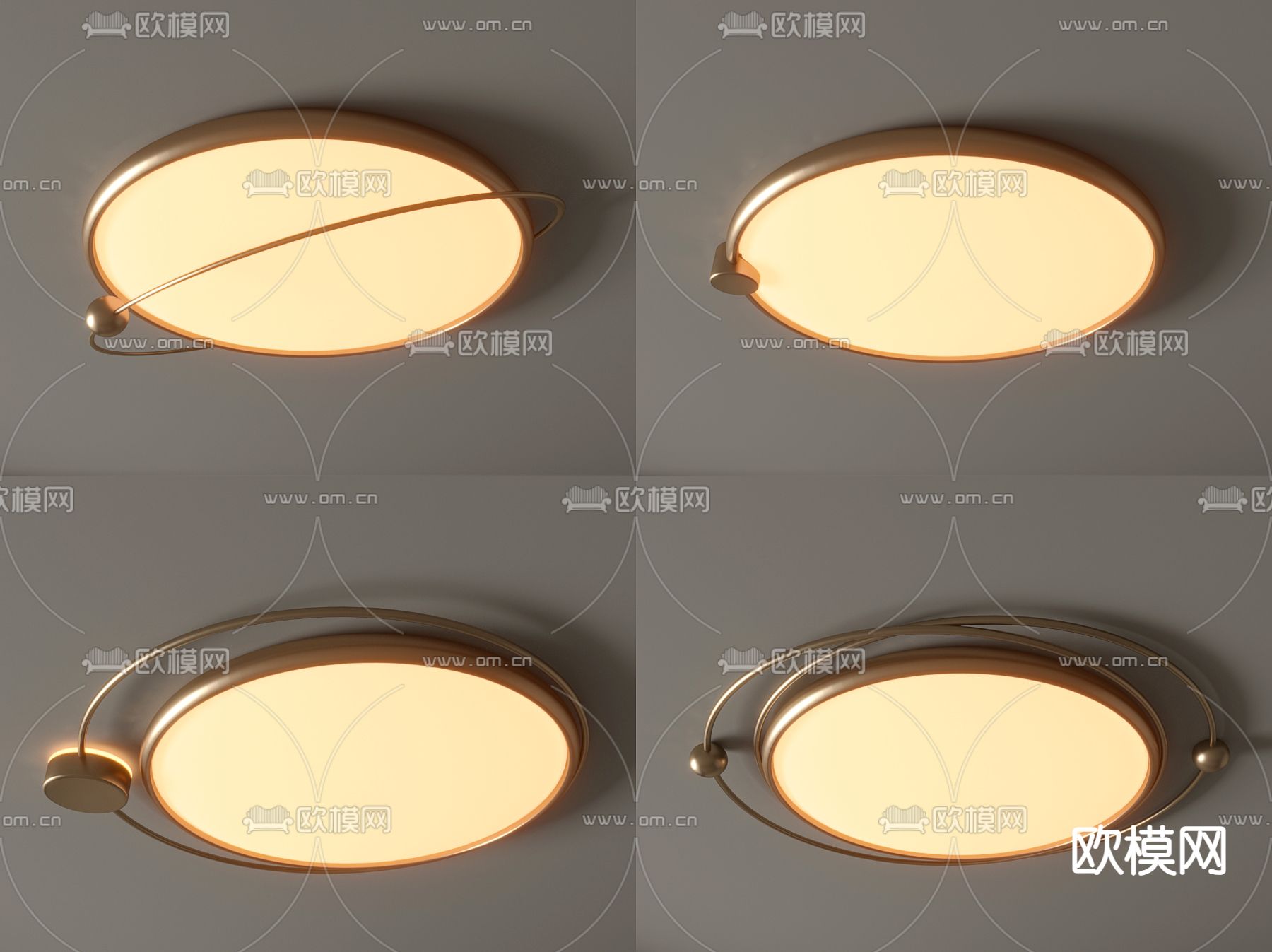 现代吸顶灯su模型下载（渲染图2）