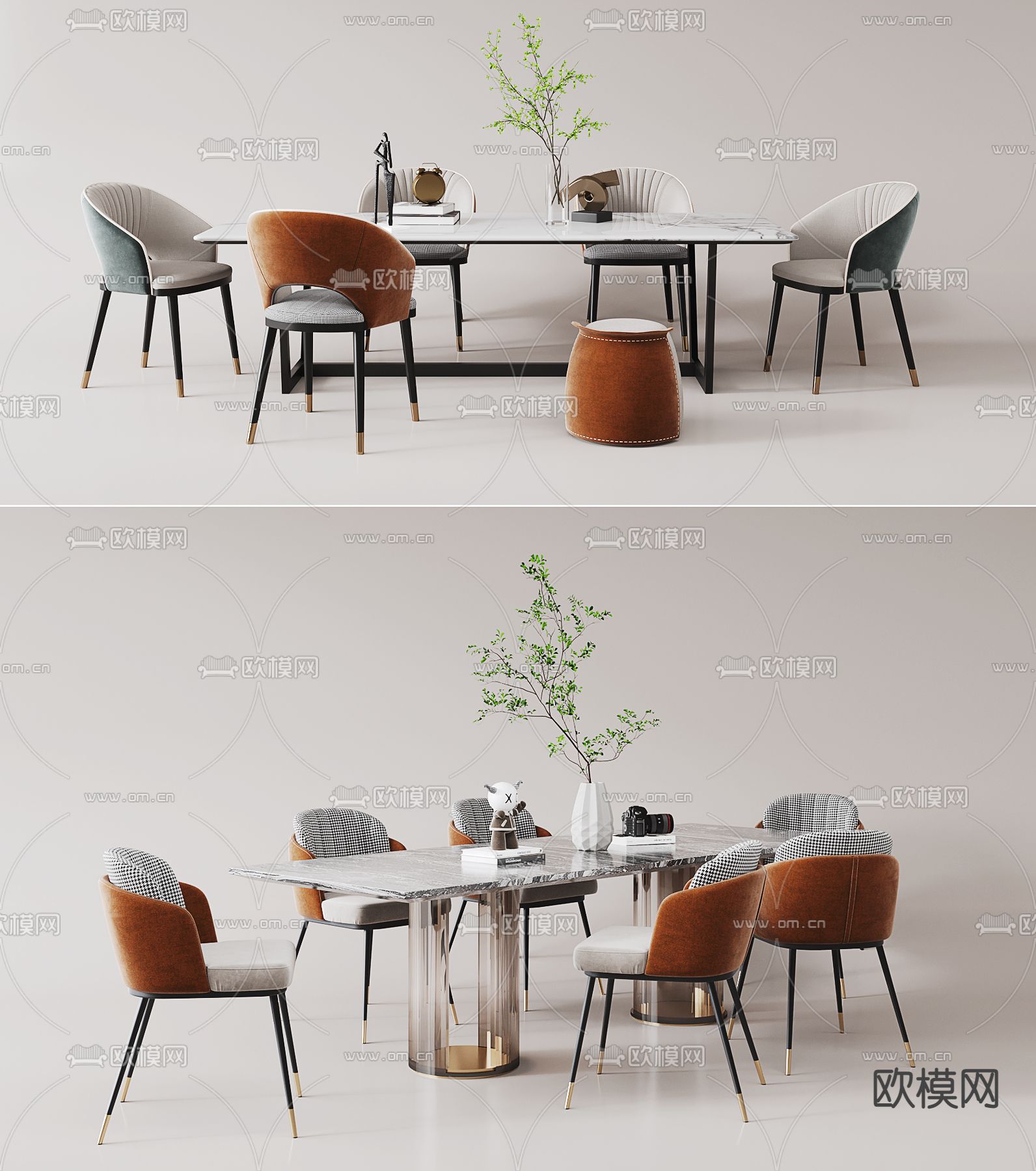 现代餐桌椅su模型下载（渲染图2）