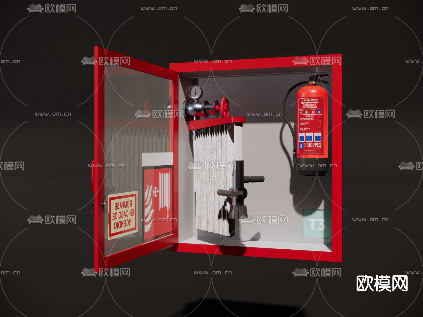 消防箱 消防栓箱 灭火器箱su模型下载（渲染图4）