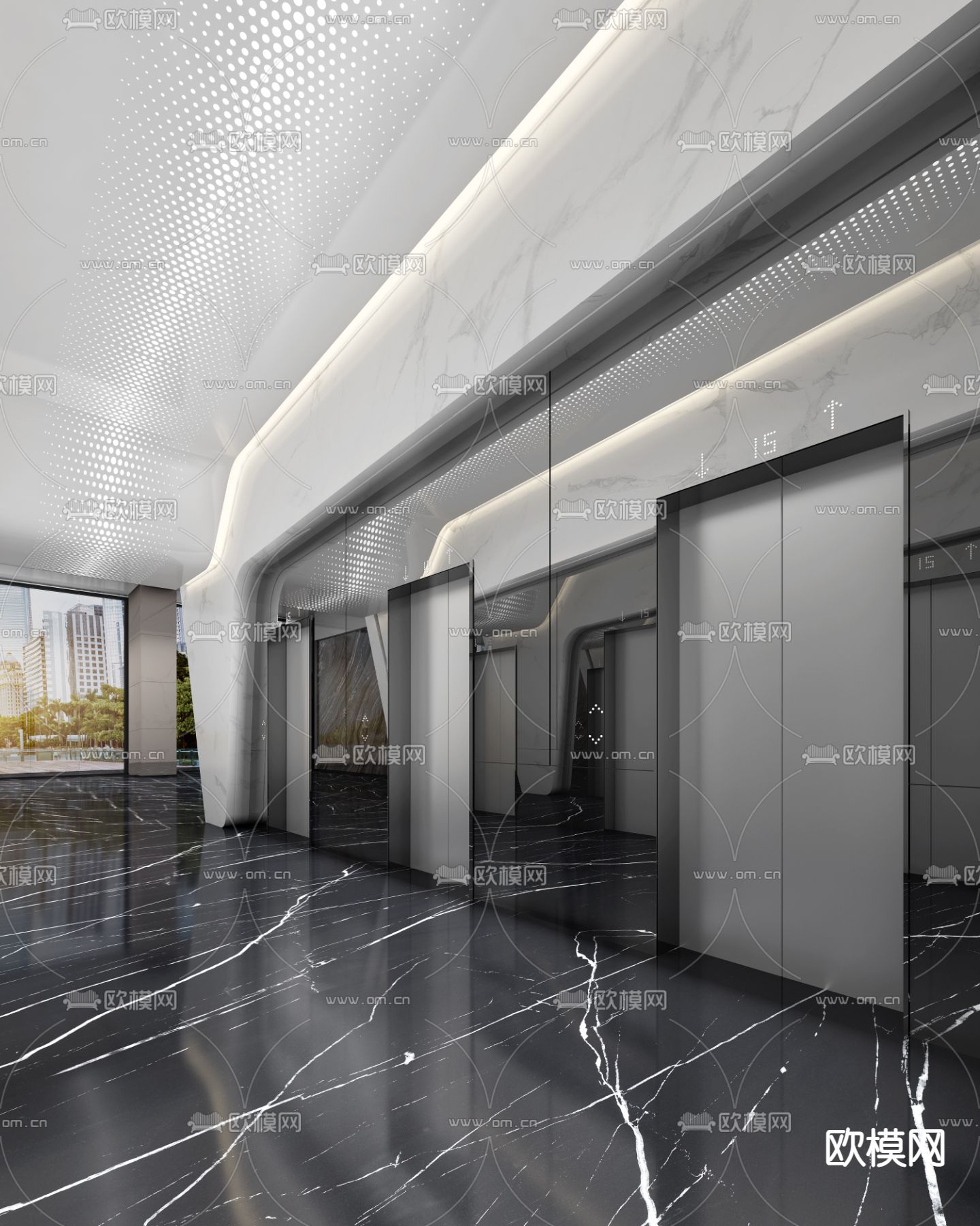 办公室 电梯厅3d模型下载