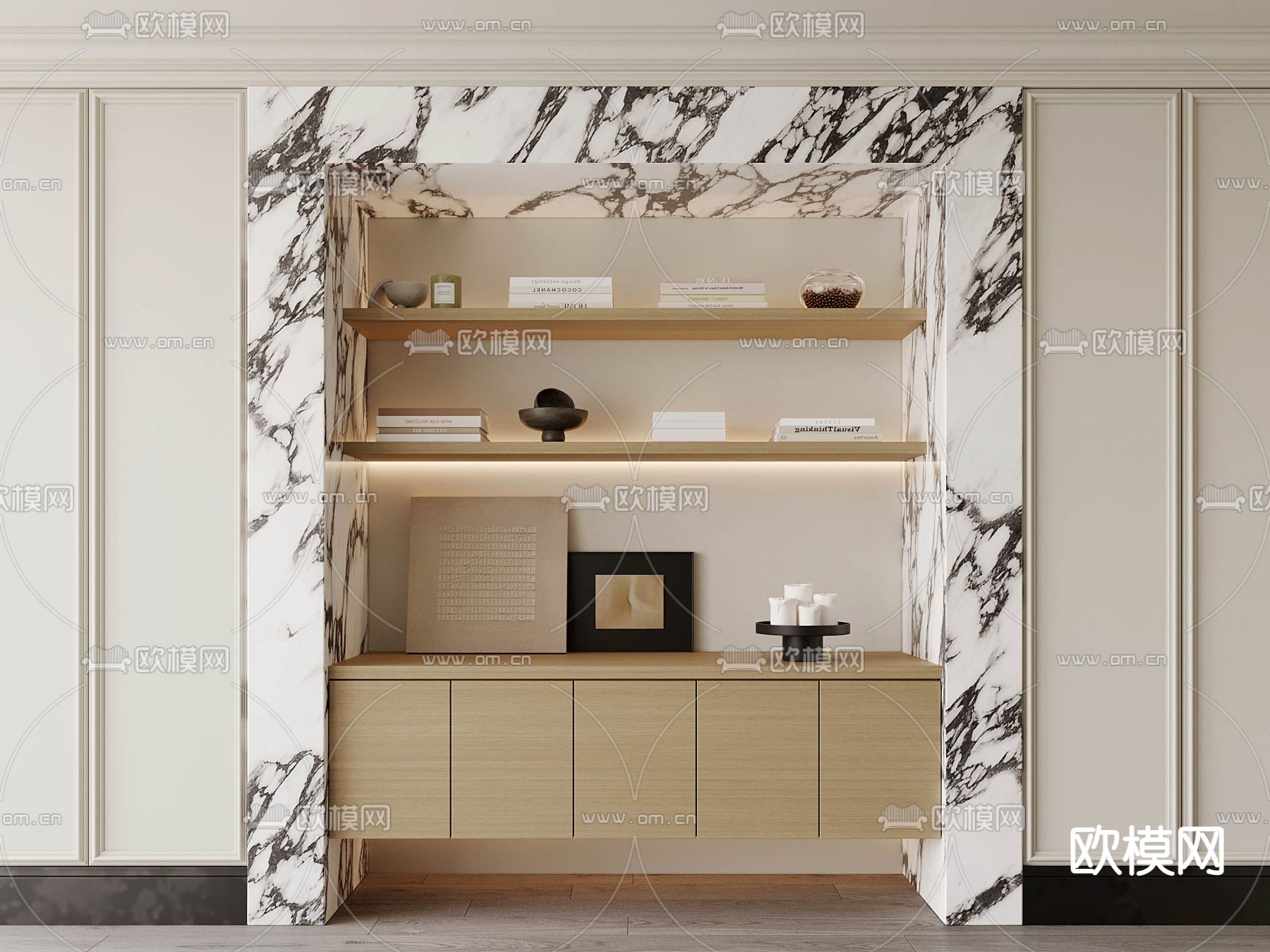 现代隔板柜 装饰柜su模型下载（渲染图2）