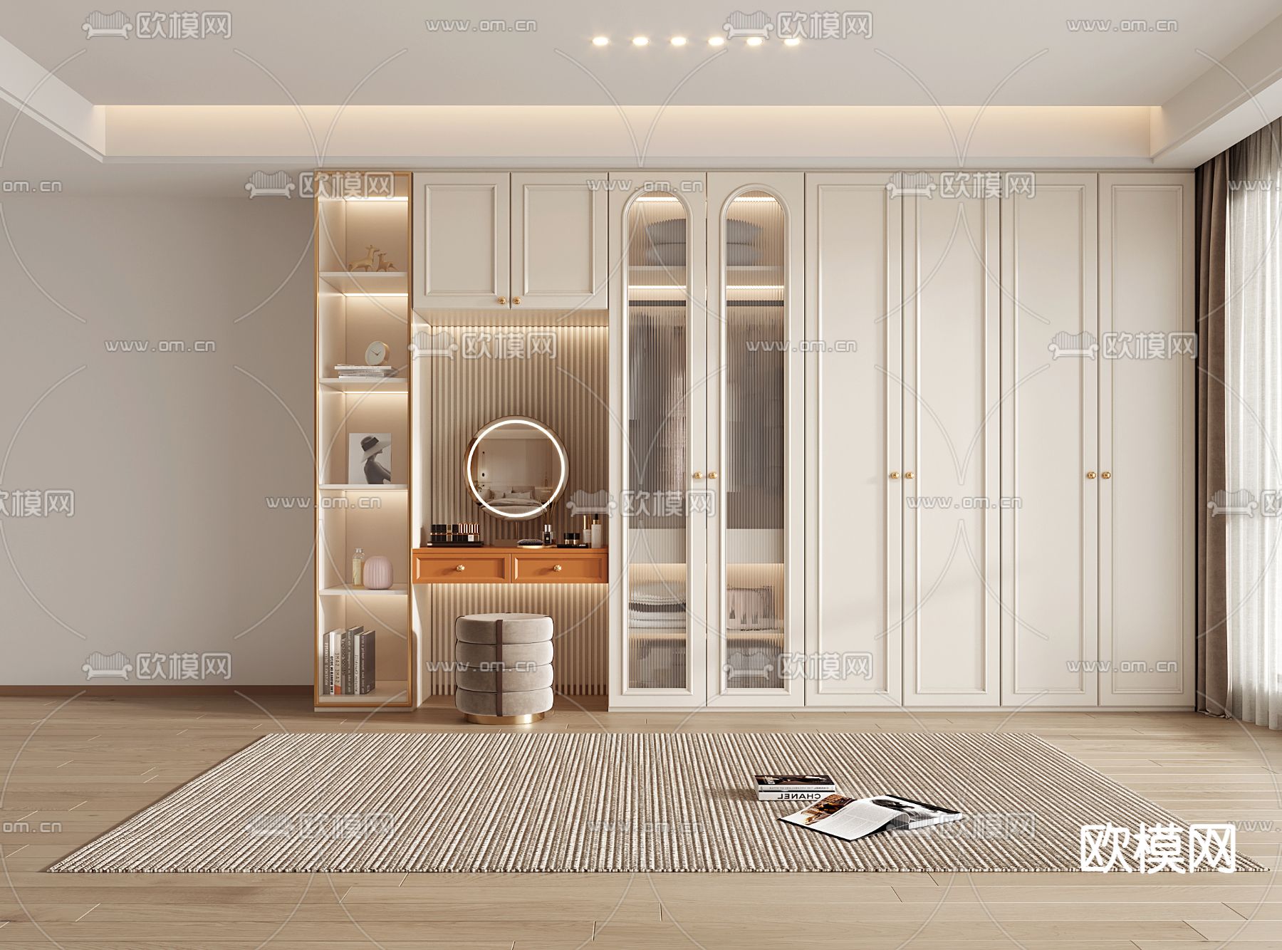 简欧衣柜 衣橱3d模型下载