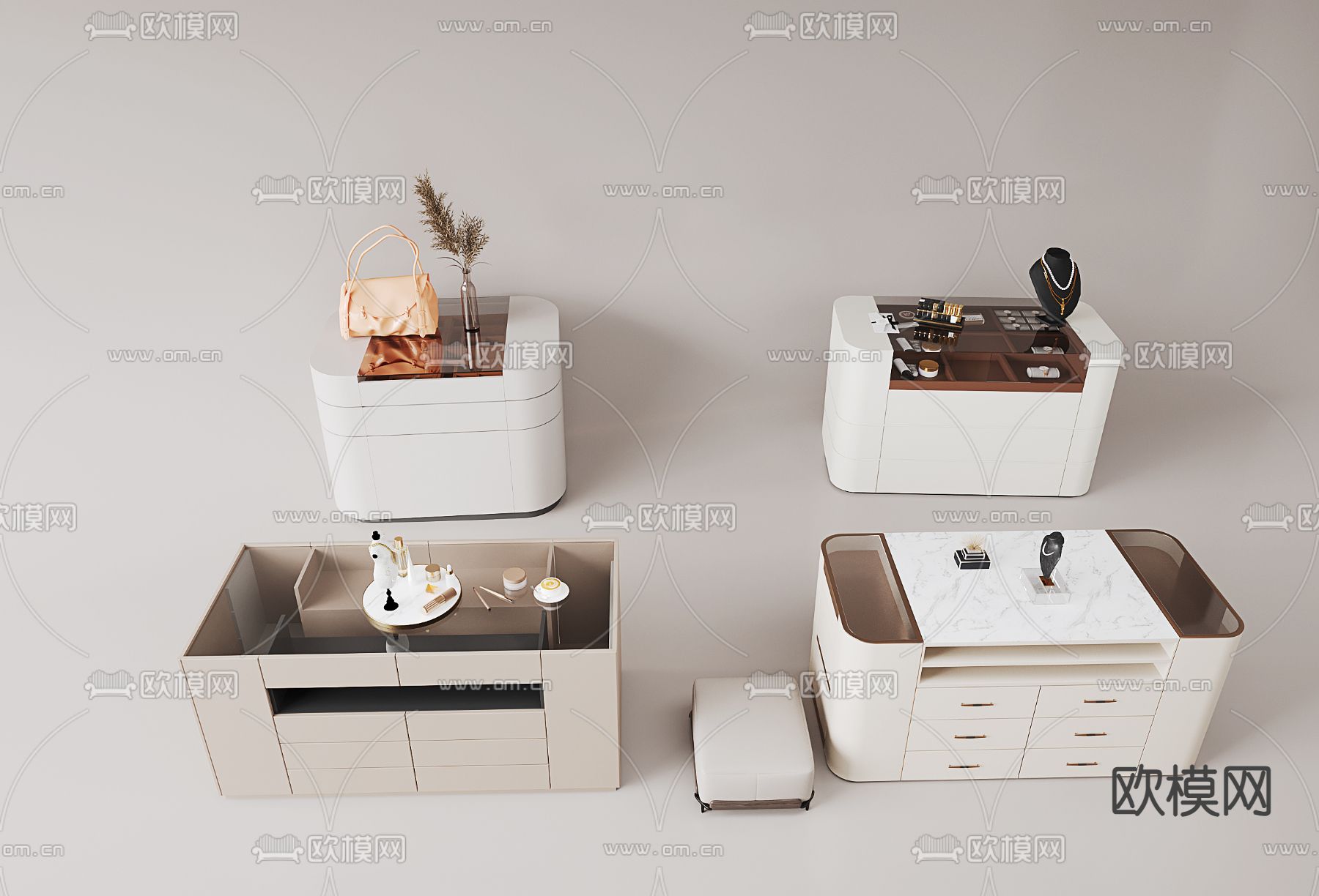 中岛台 首饰柜 珠宝柜3d模型下载