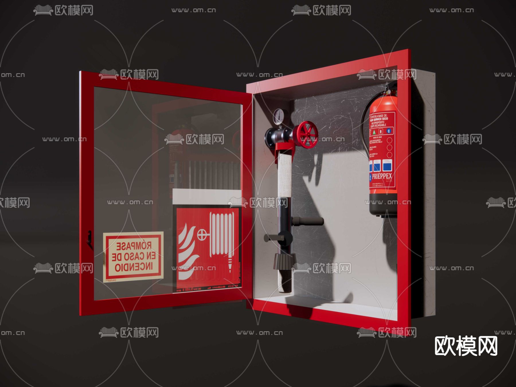 消防箱 消防栓箱 灭火器箱su模型下载（渲染图3）