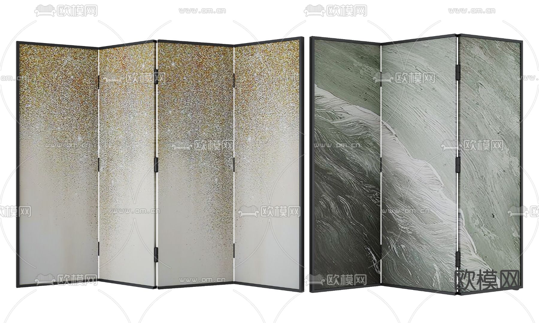 中古风屏风 隔断3d模型下载