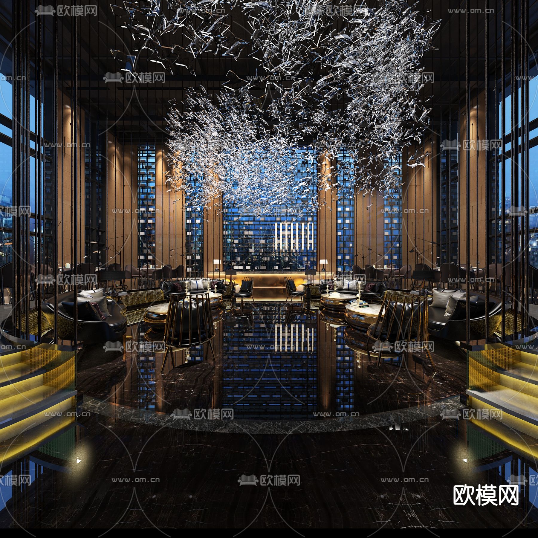 轻奢酒店会客 商务洽谈区3d模型下载