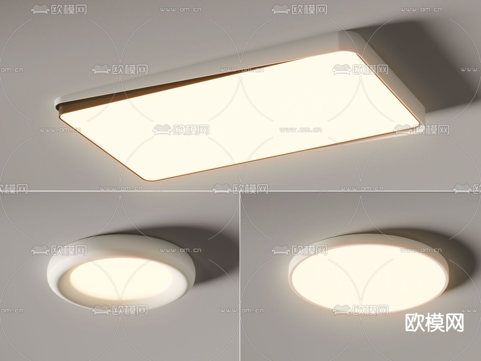 现代吸顶灯su模型下载（渲染图2）