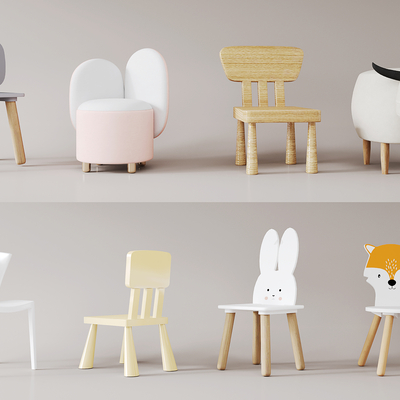  儿童椅 木马坐凳su模型 