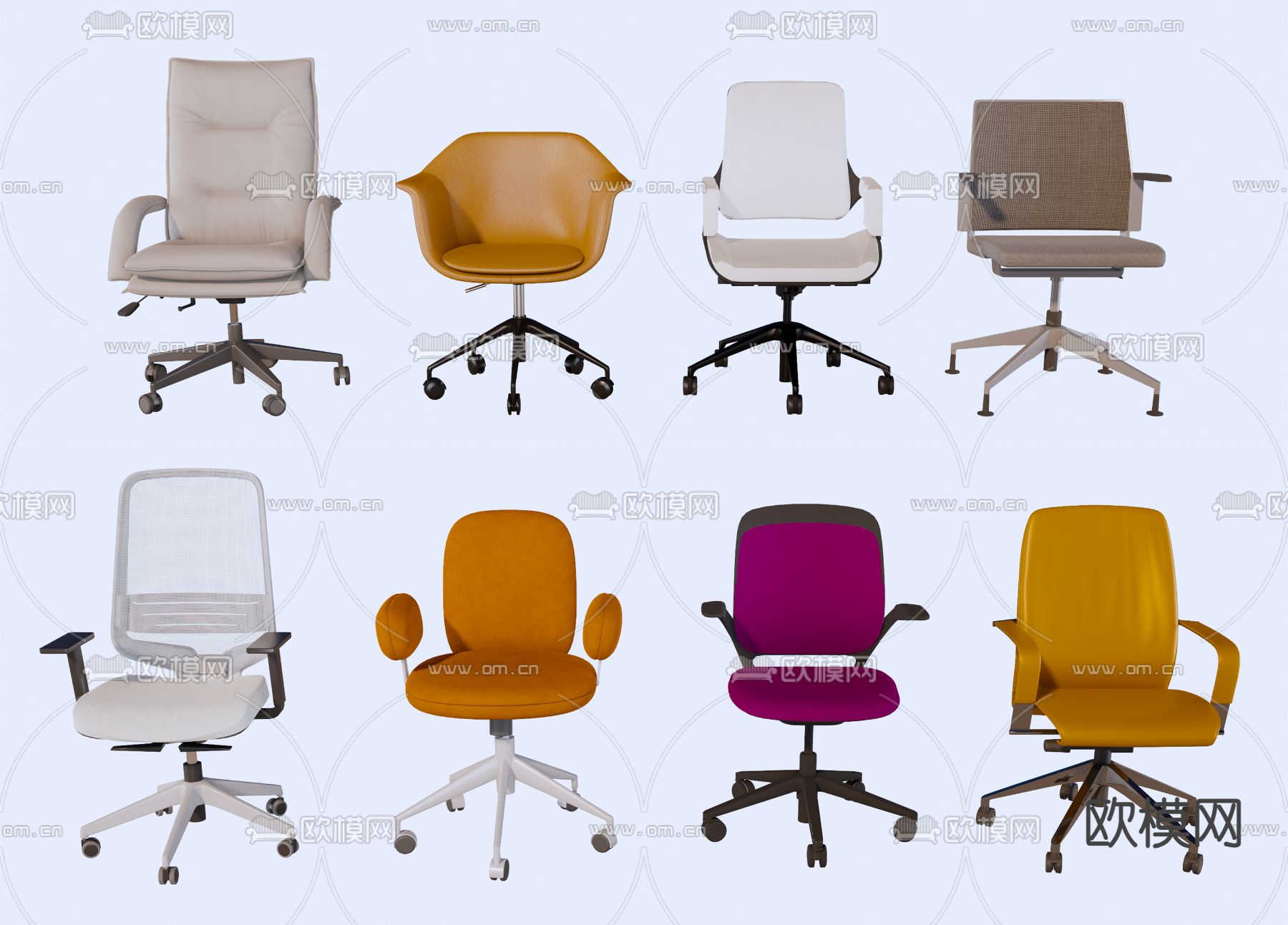 现代办公椅 会议椅su模型下载（渲染图2）