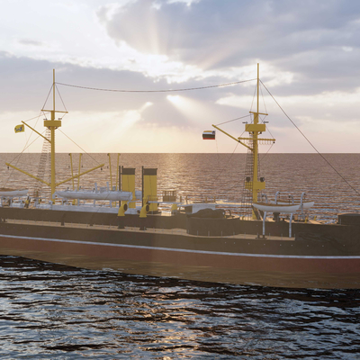  定远号战舰su模型 