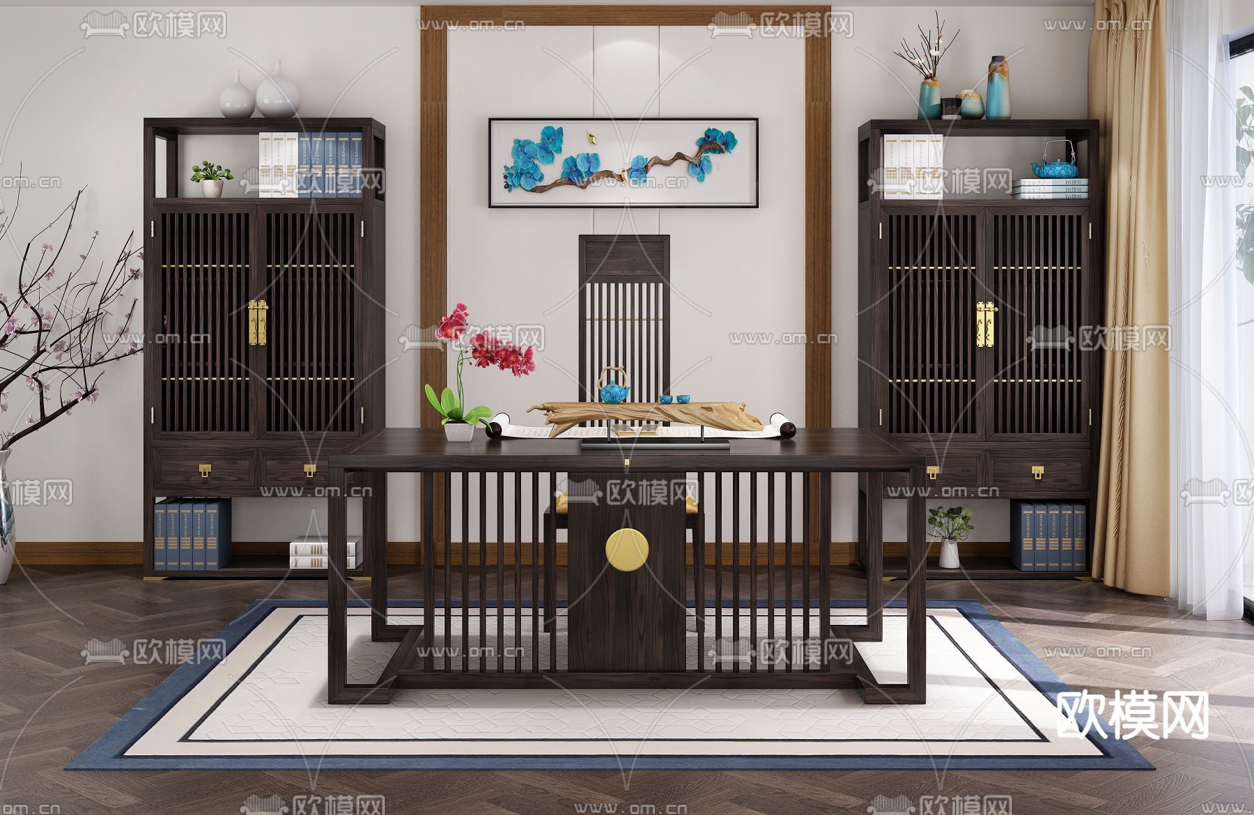 中式书桌 书台3d模型下载