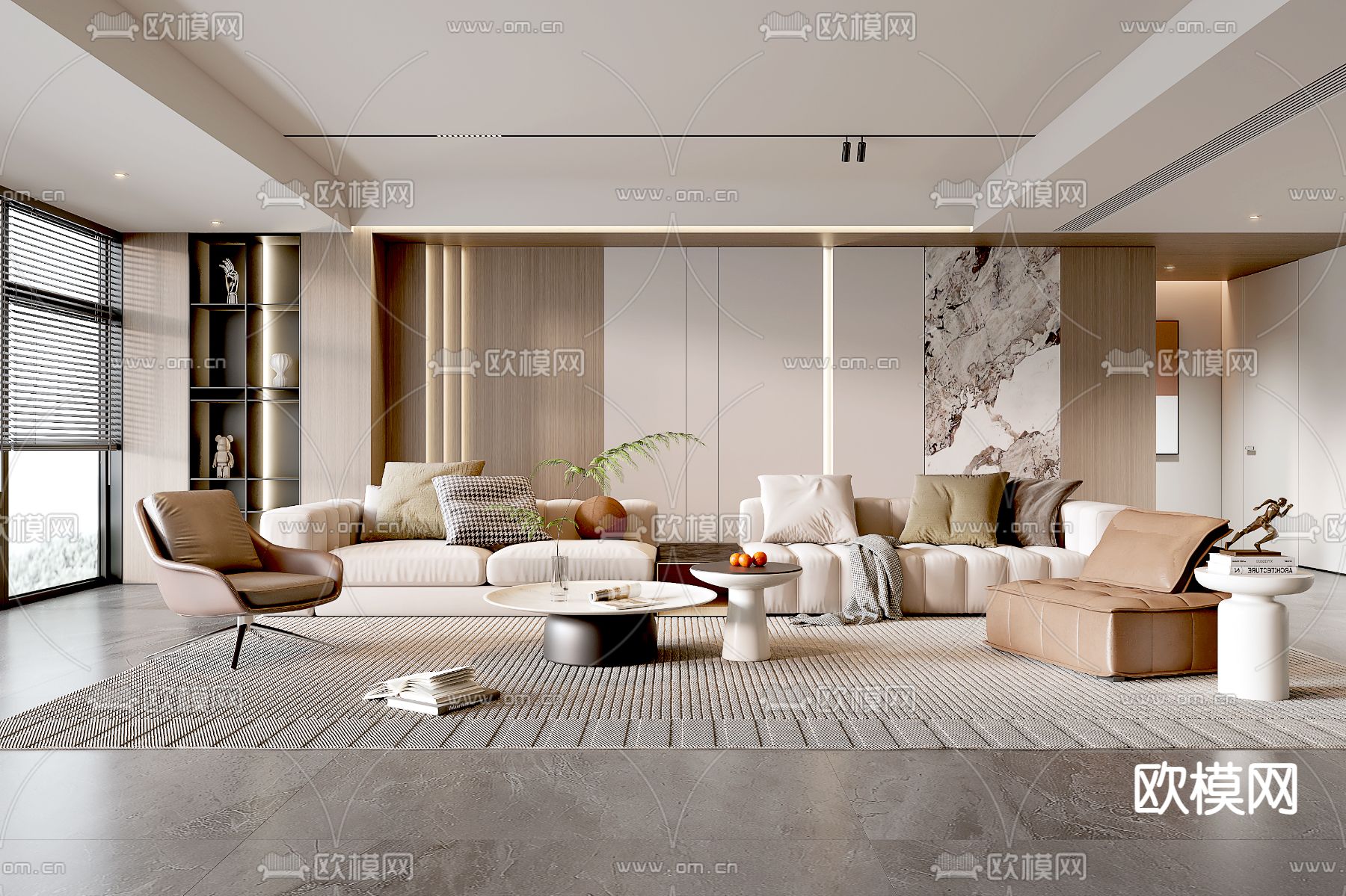 现代客厅3d模型下载