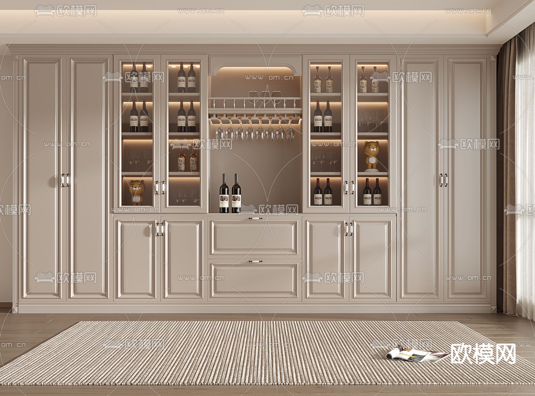 简欧酒柜 红酒柜3d模型下载