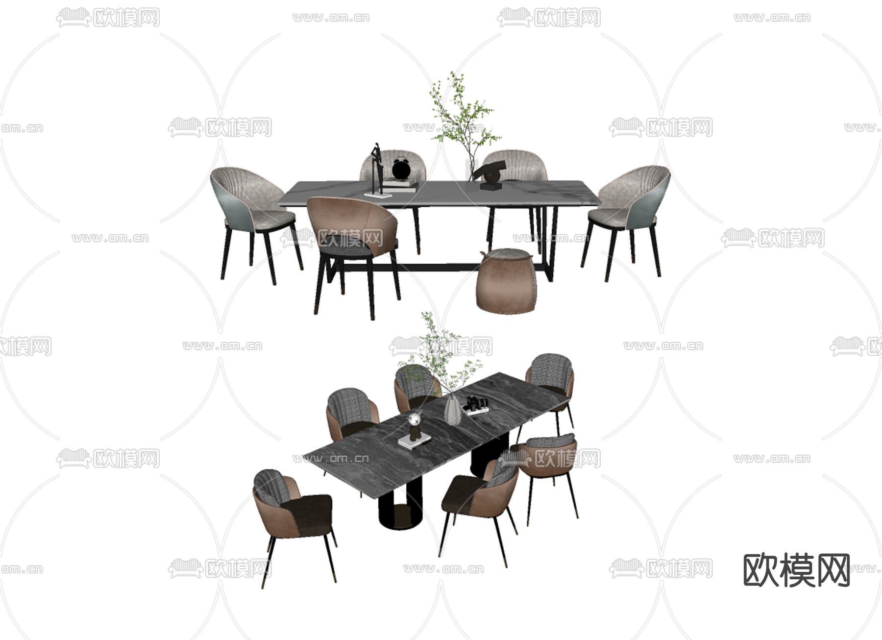现代餐桌椅su模型下载（渲染图1）