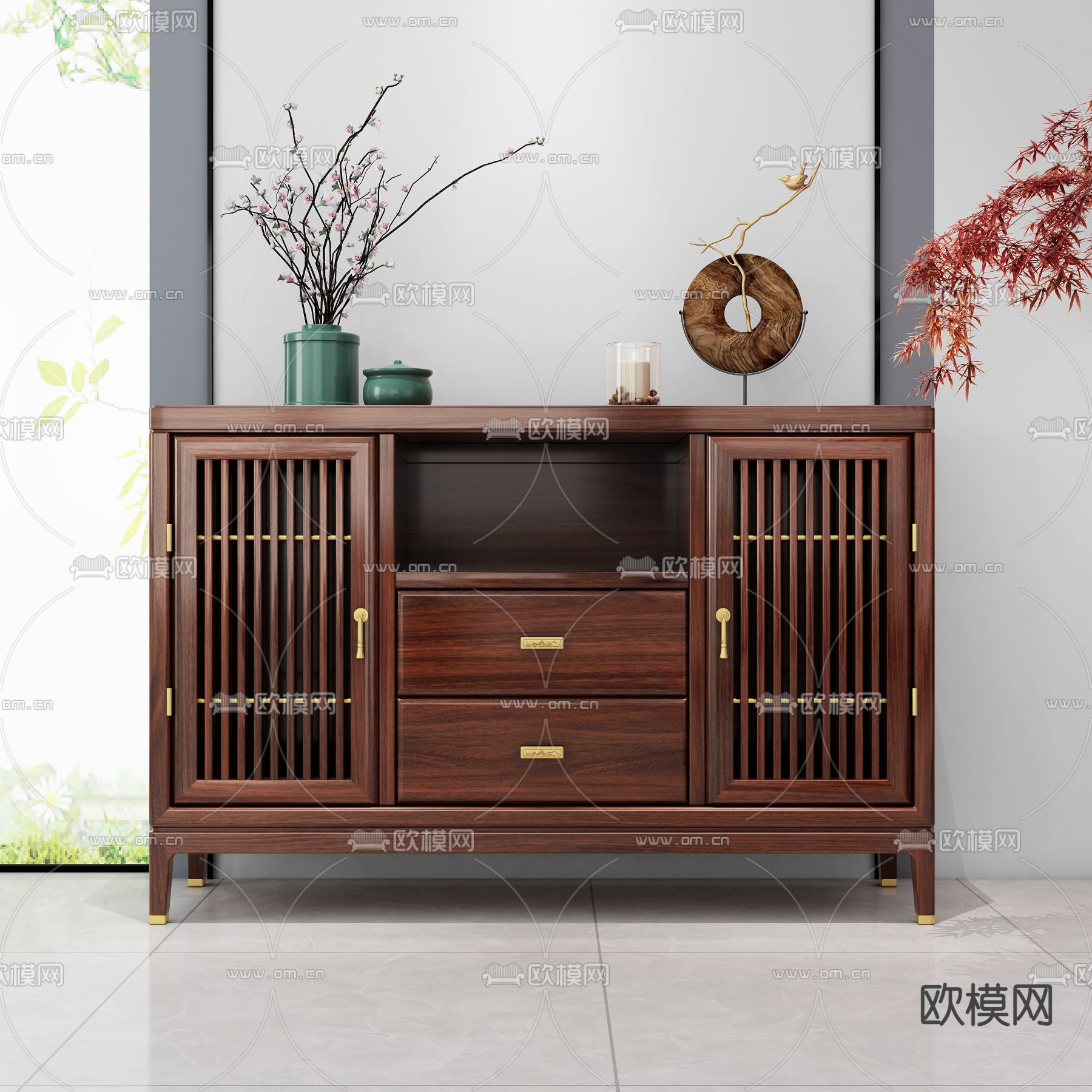 中式餐边柜 玄关柜 端景柜3d模型下载