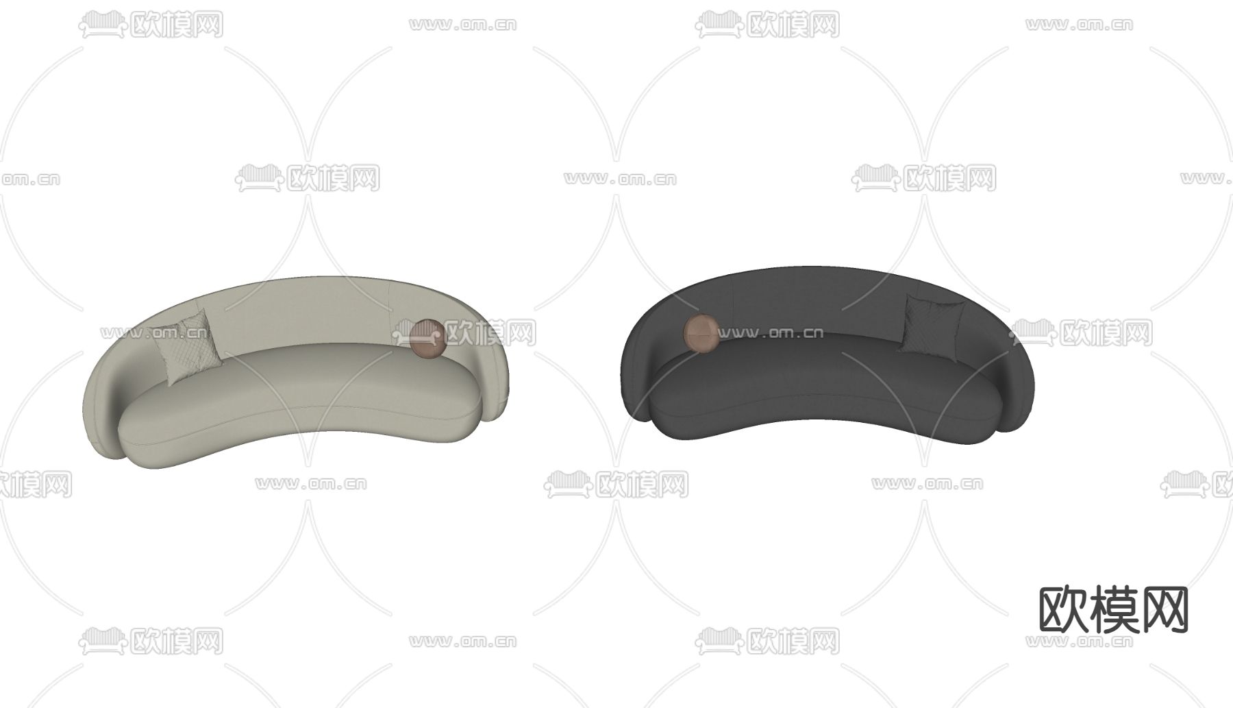 BAXTER 多人沙发 弧形沙发su模型下载（渲染图1）