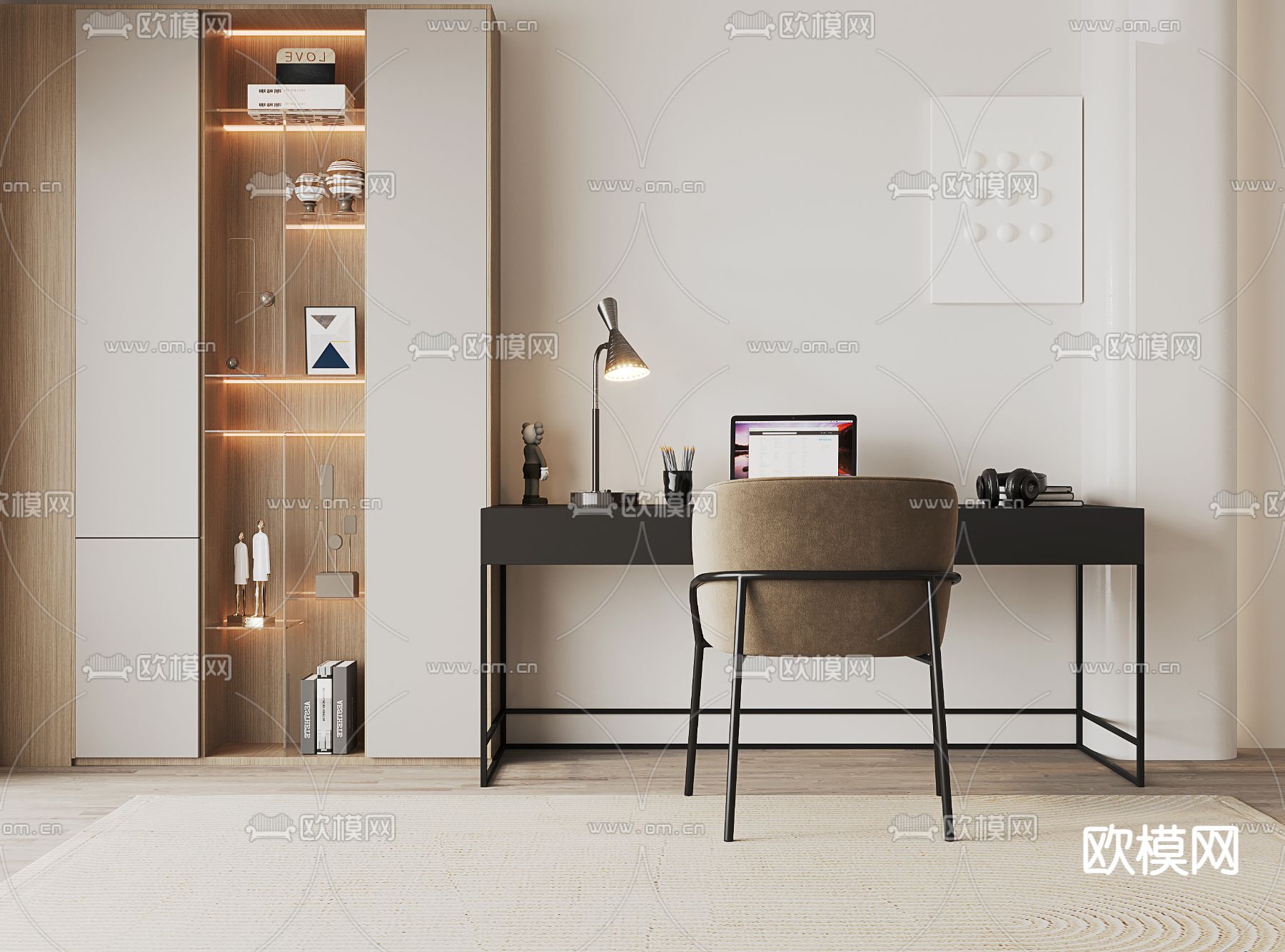 书桌 电脑桌 写字台 装饰柜3d模型下载